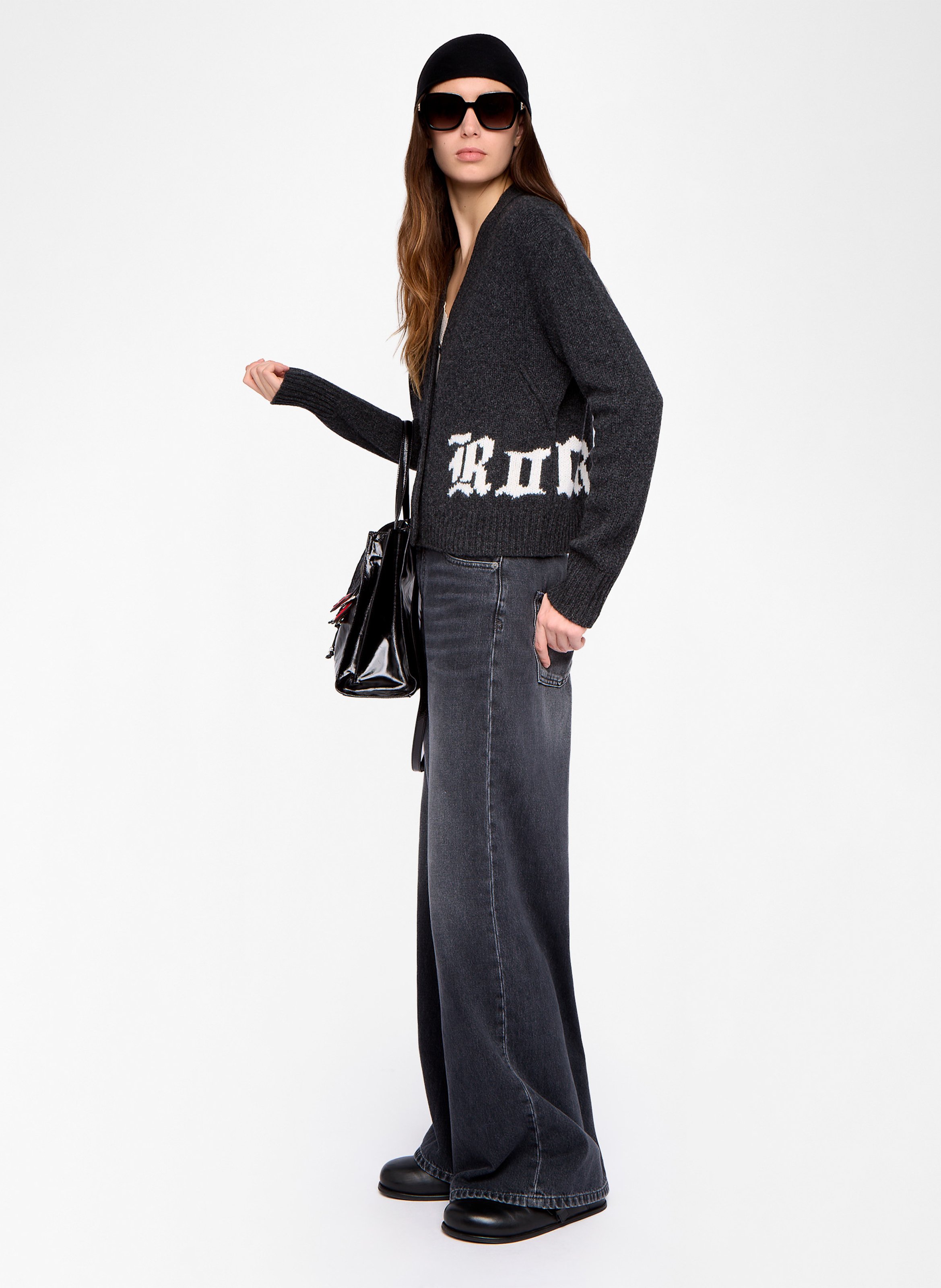 Cardigan col v boutonné en laine masy ZADIG&VOLTAIRE Gris