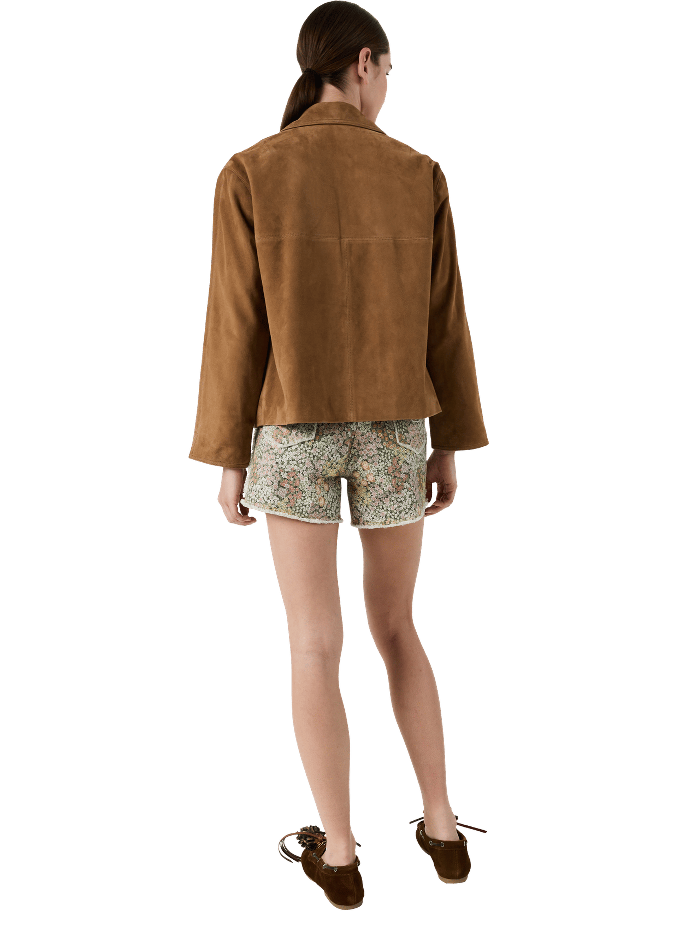 Veste courte en cuir velours - tirya GERARD DAREL Beige