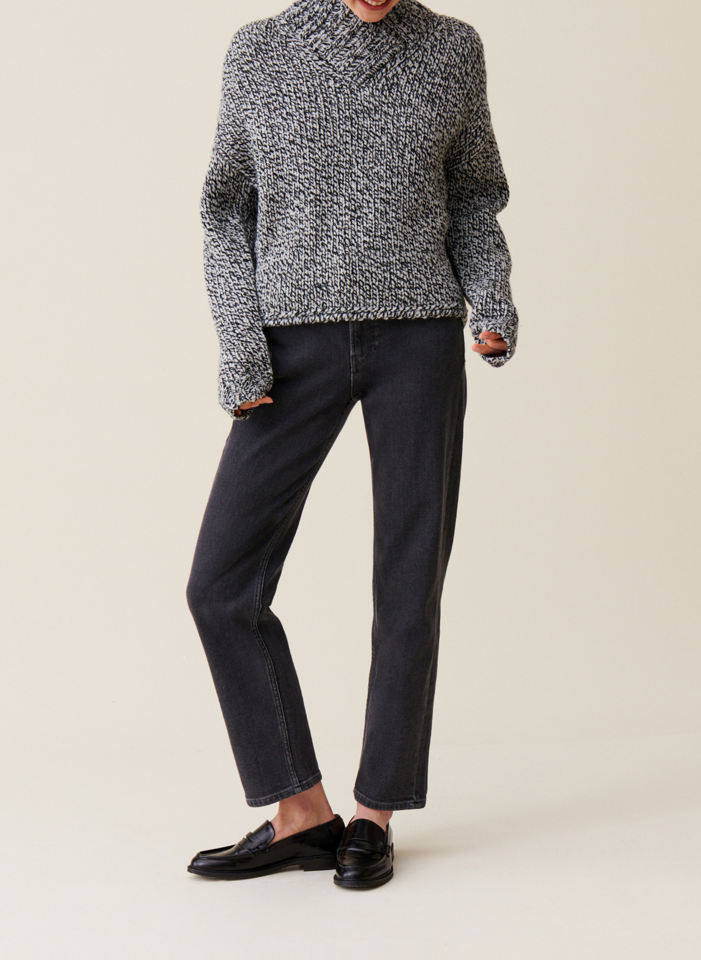 Pull grosse maille en laine mélangée CLAUDIE PIERLOT Gris