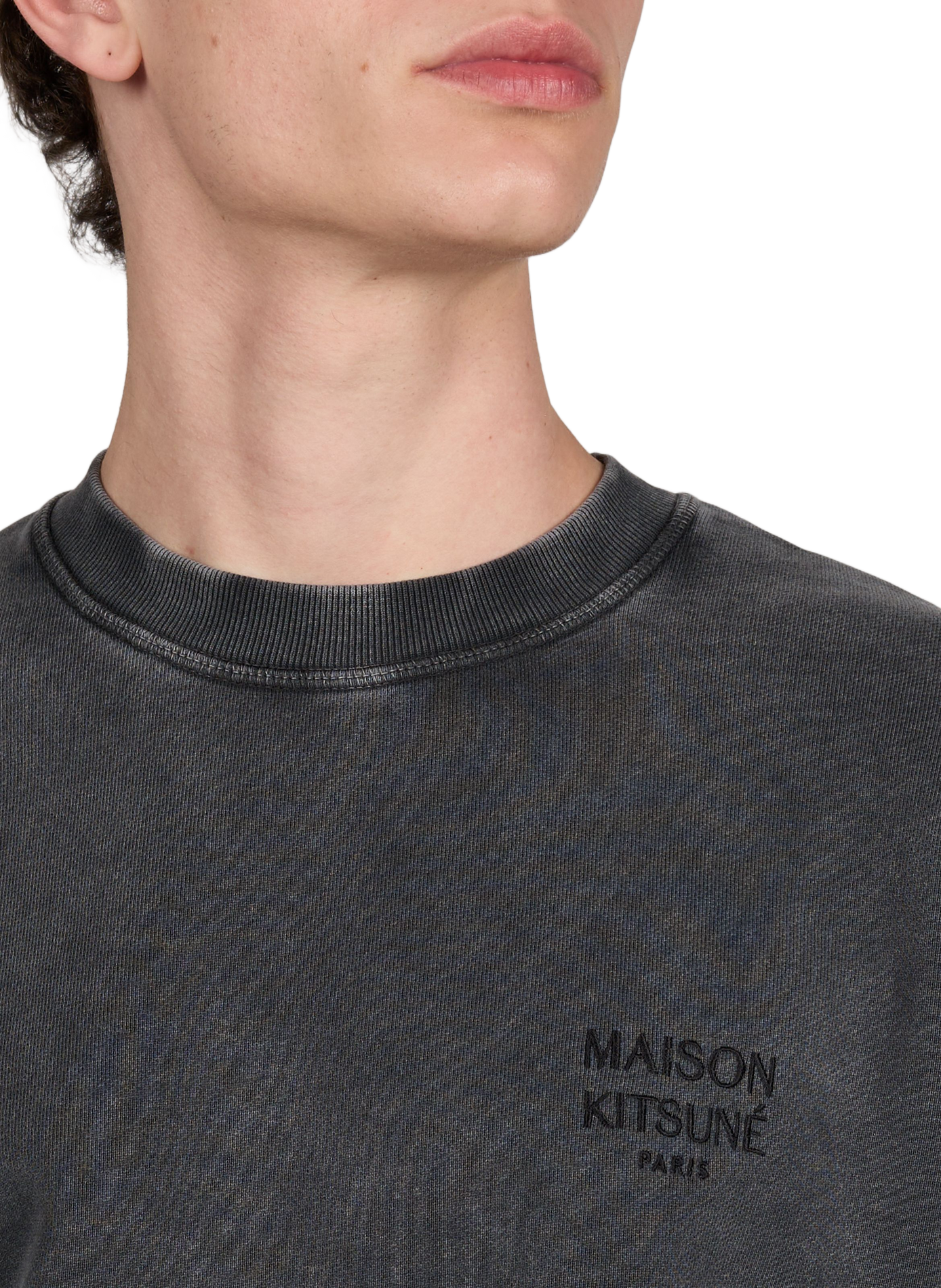 Sweat ample col rond en coton mélangé MAISON KITSUNÉ Noir