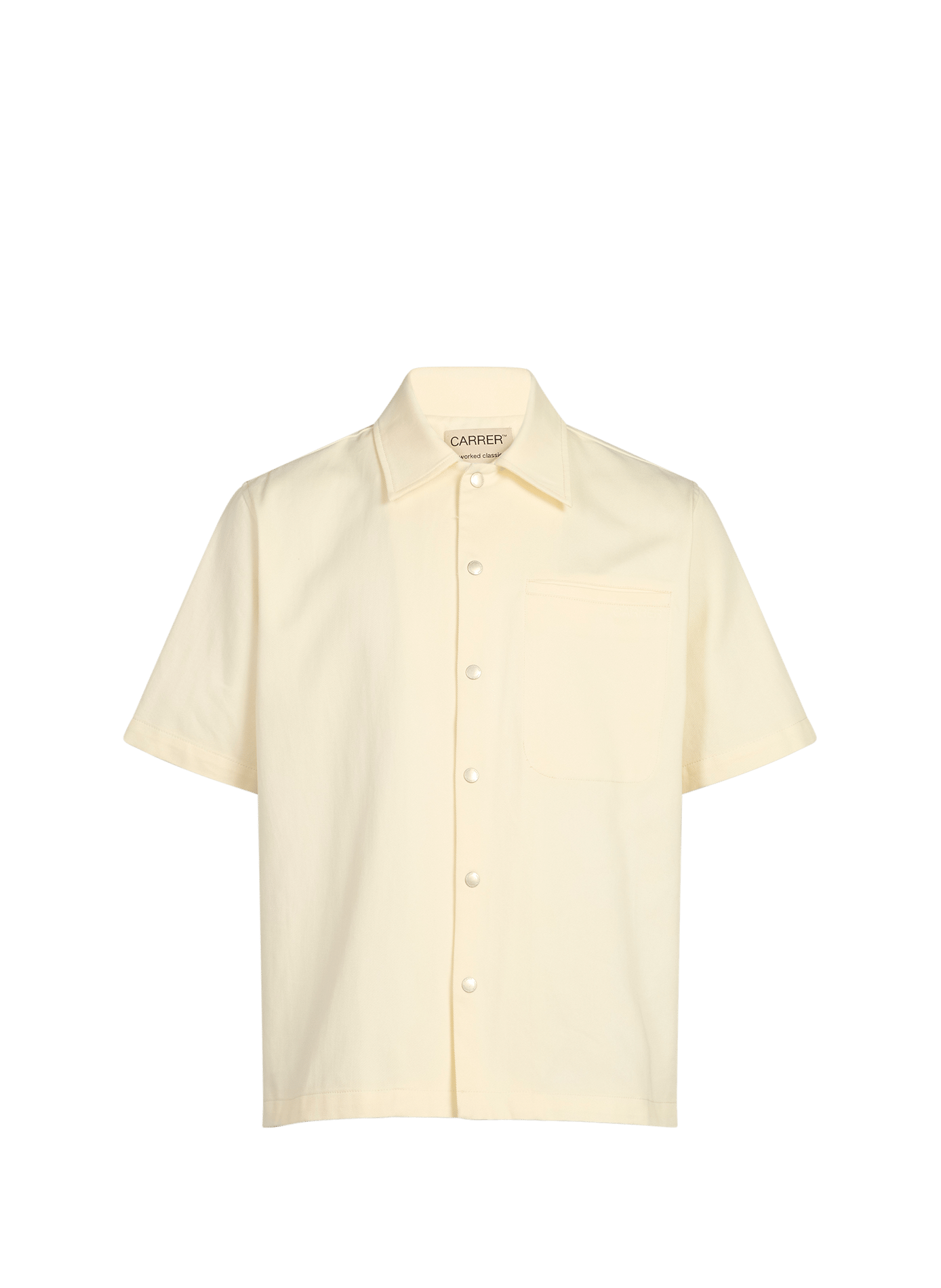 Chemise à manches courtes en coton, soie et lin mélangés CARRER Beige
