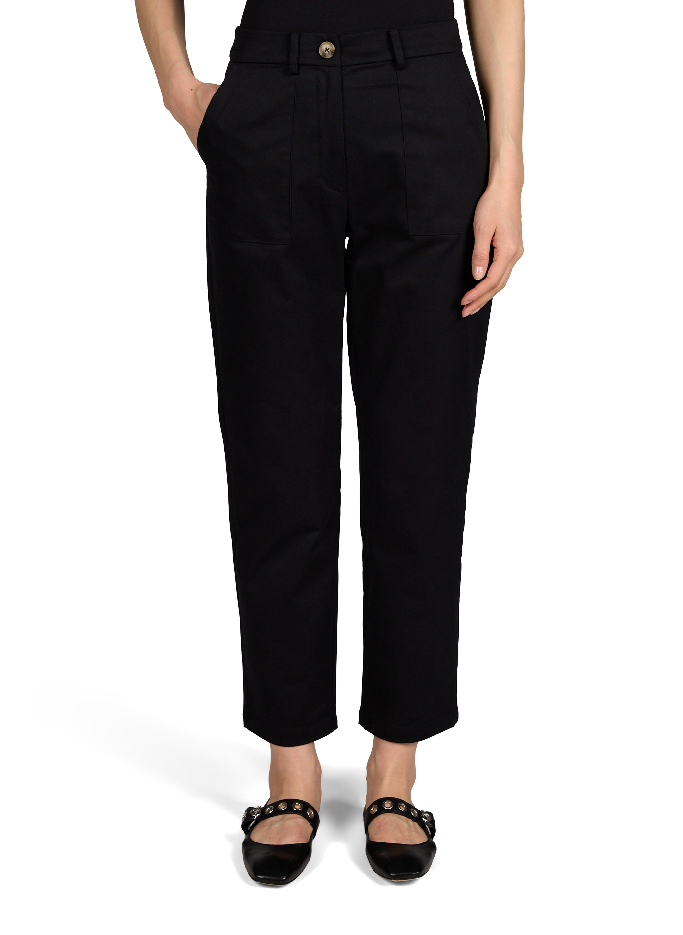 Pantalon à rayures en coton mélangé VILA Noir