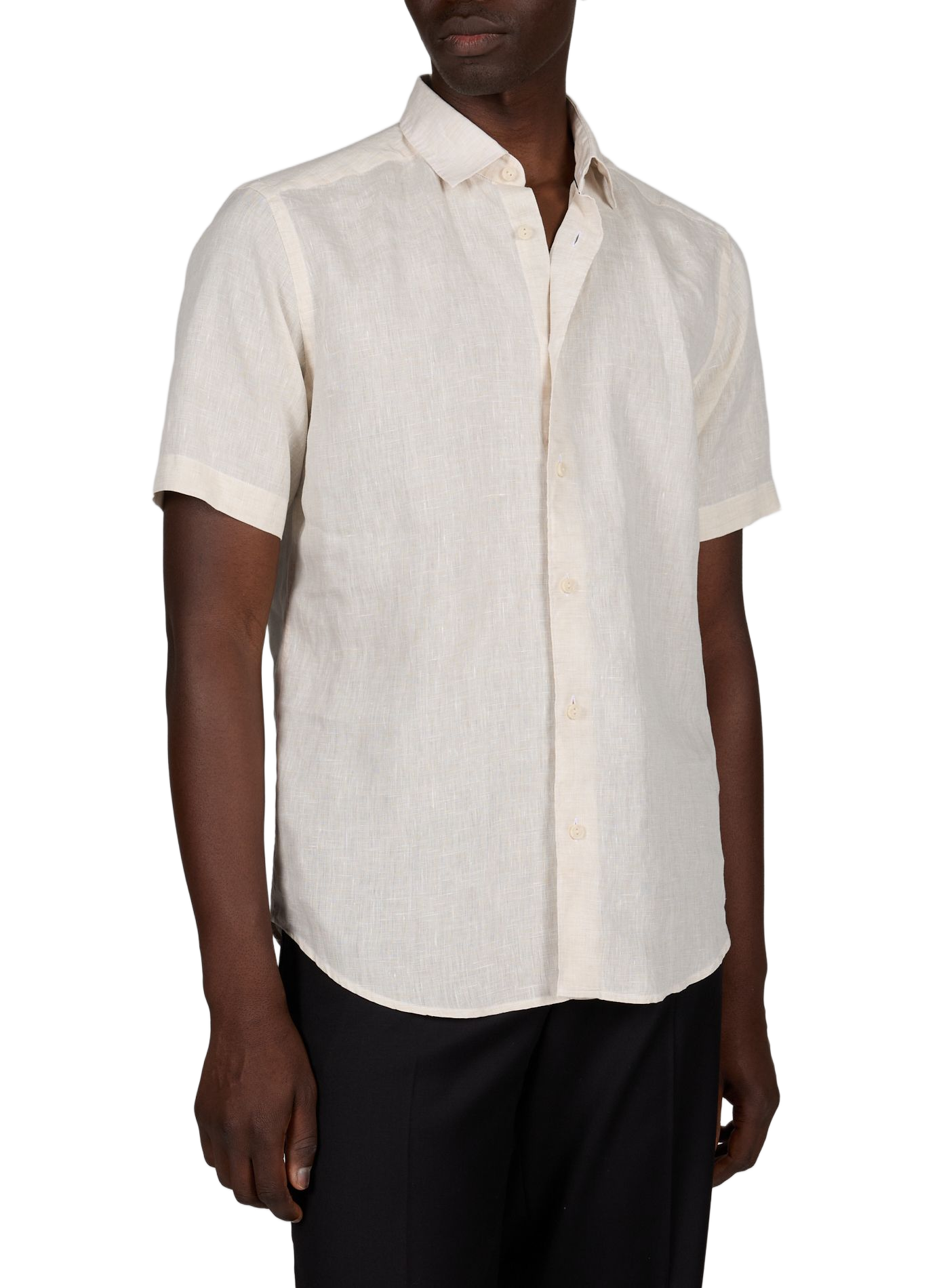 Chemise droite manches courtes en lin ETON Beige