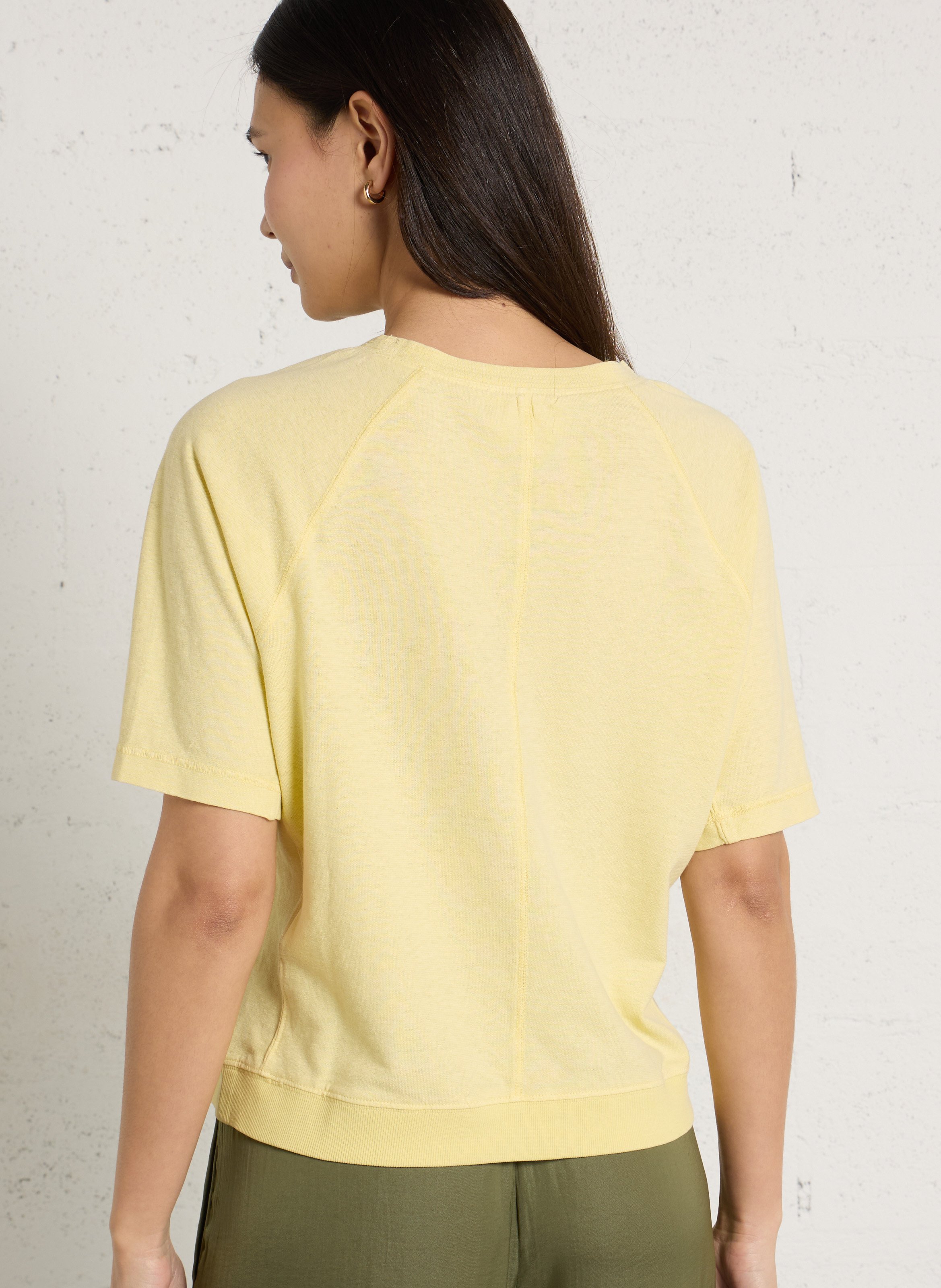 Tee-shirt col rond manches courtes uni Jaune