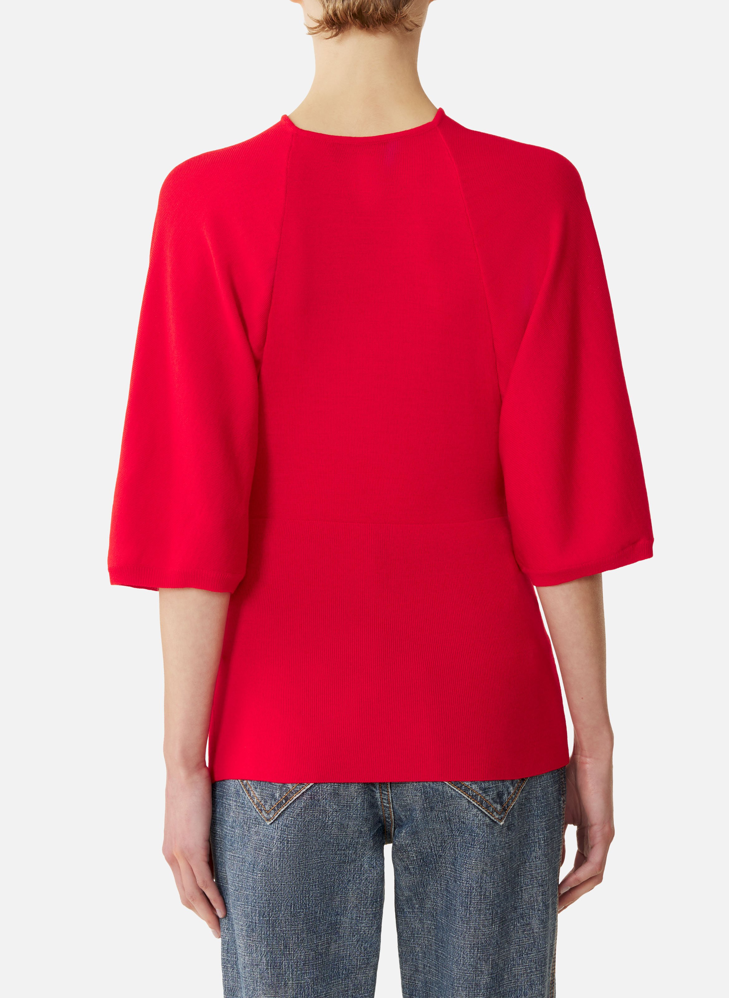 Pull détail noeud en laine mérinos LANVIN Rouge