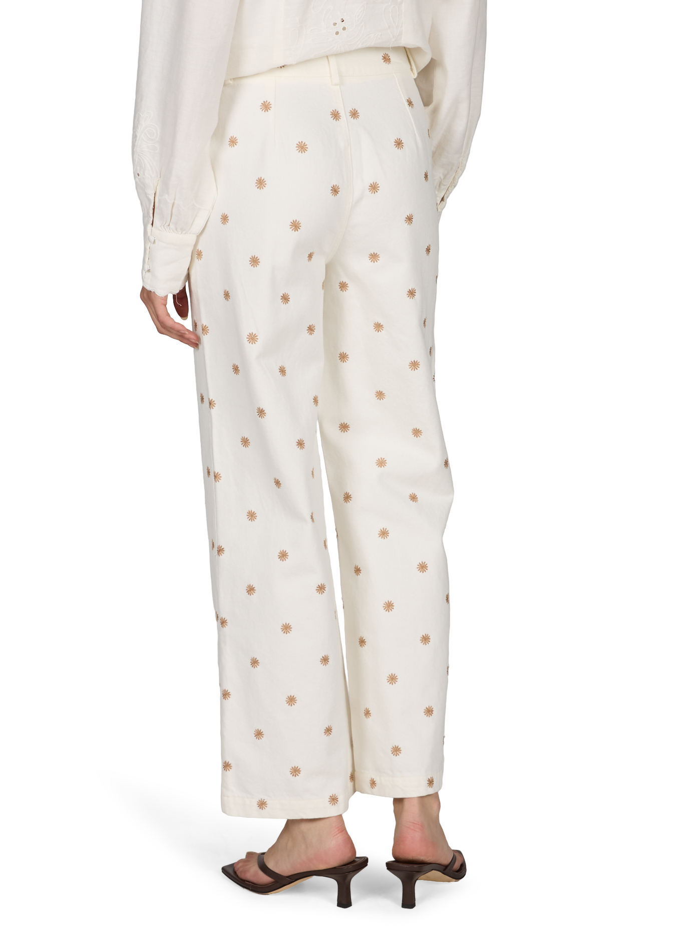 Embroidered Victorine cotton pants GARANCE White