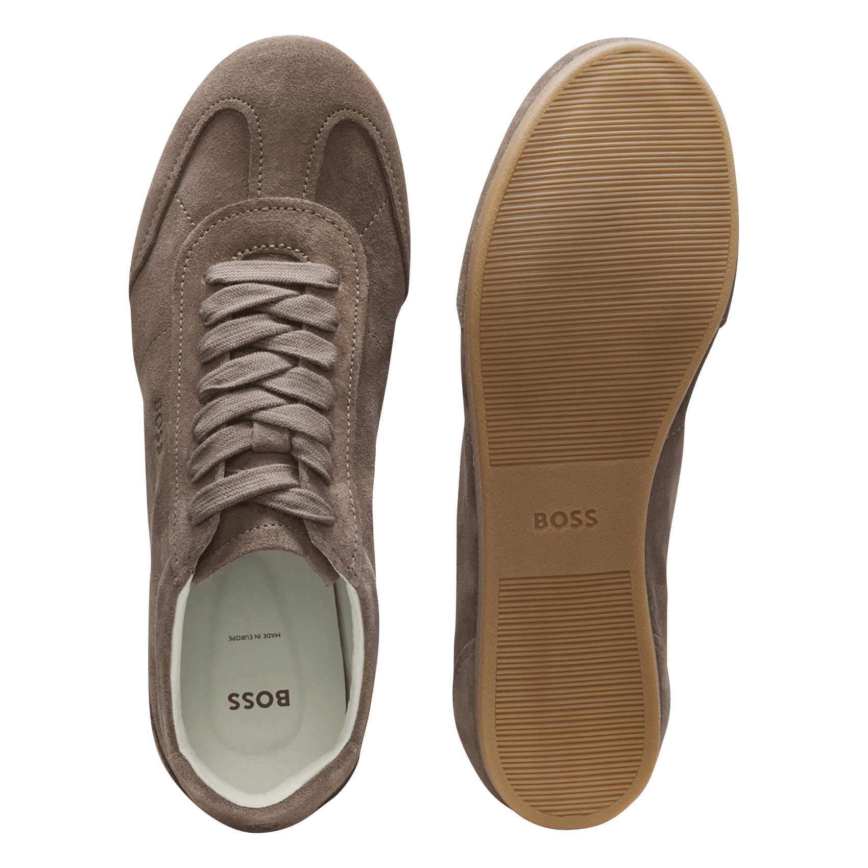 Baskets basses en cuir suède BOSS Marron