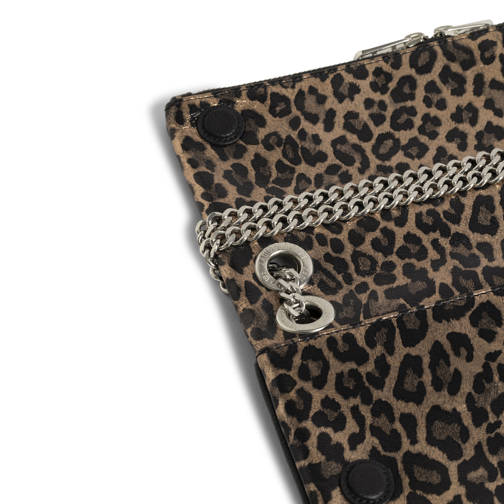 Sac bandoulière léopard métallisé en cuir rock ii ZADIG&VOLTAIRE Argent