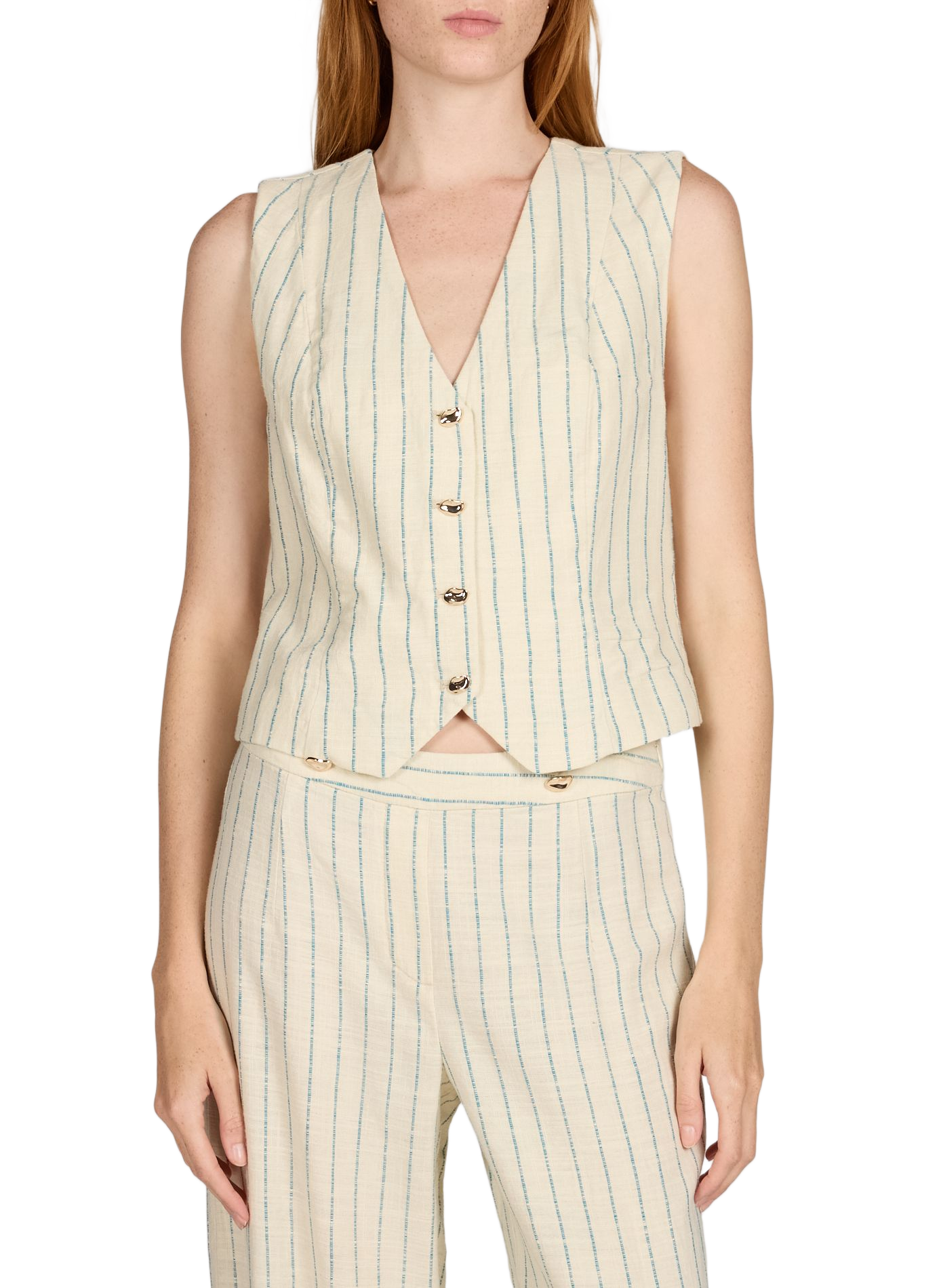 Chaleco sin mangas a rayas VILA Beige