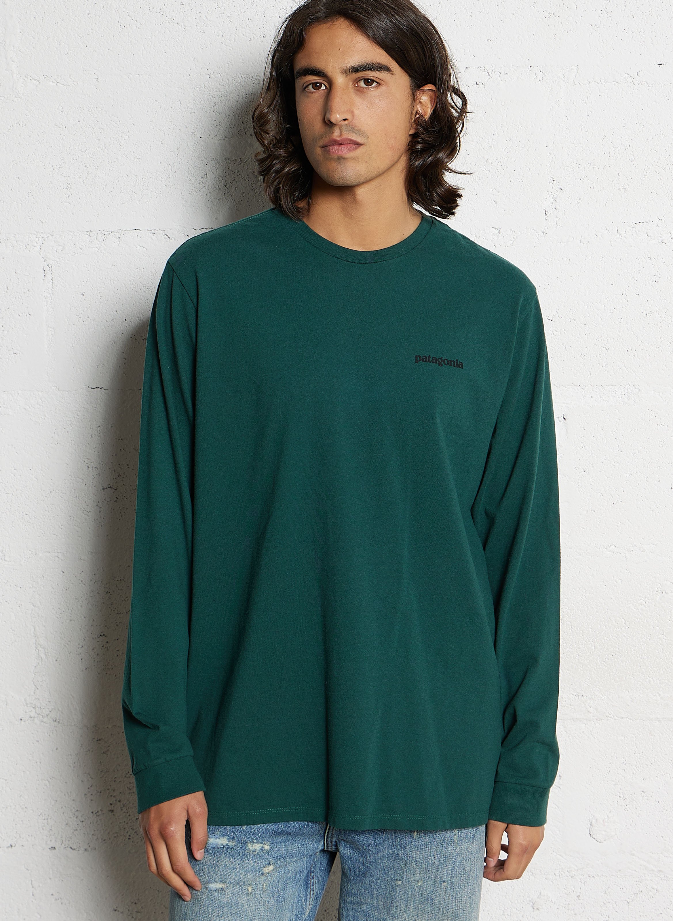 Tee-shirt col rond regular-fit sérigraphié en coton recyclé mélangé PATAGONIA Vert