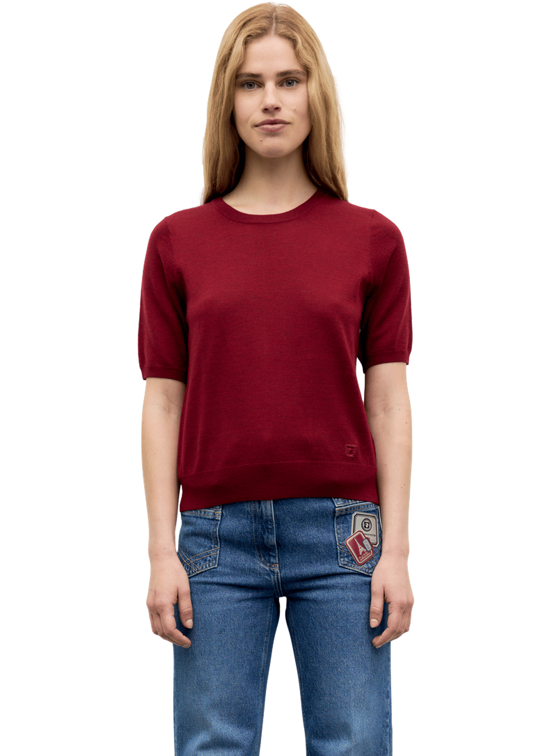 Pull manches courtes en laine fine - reine GERARD DAREL Rouge