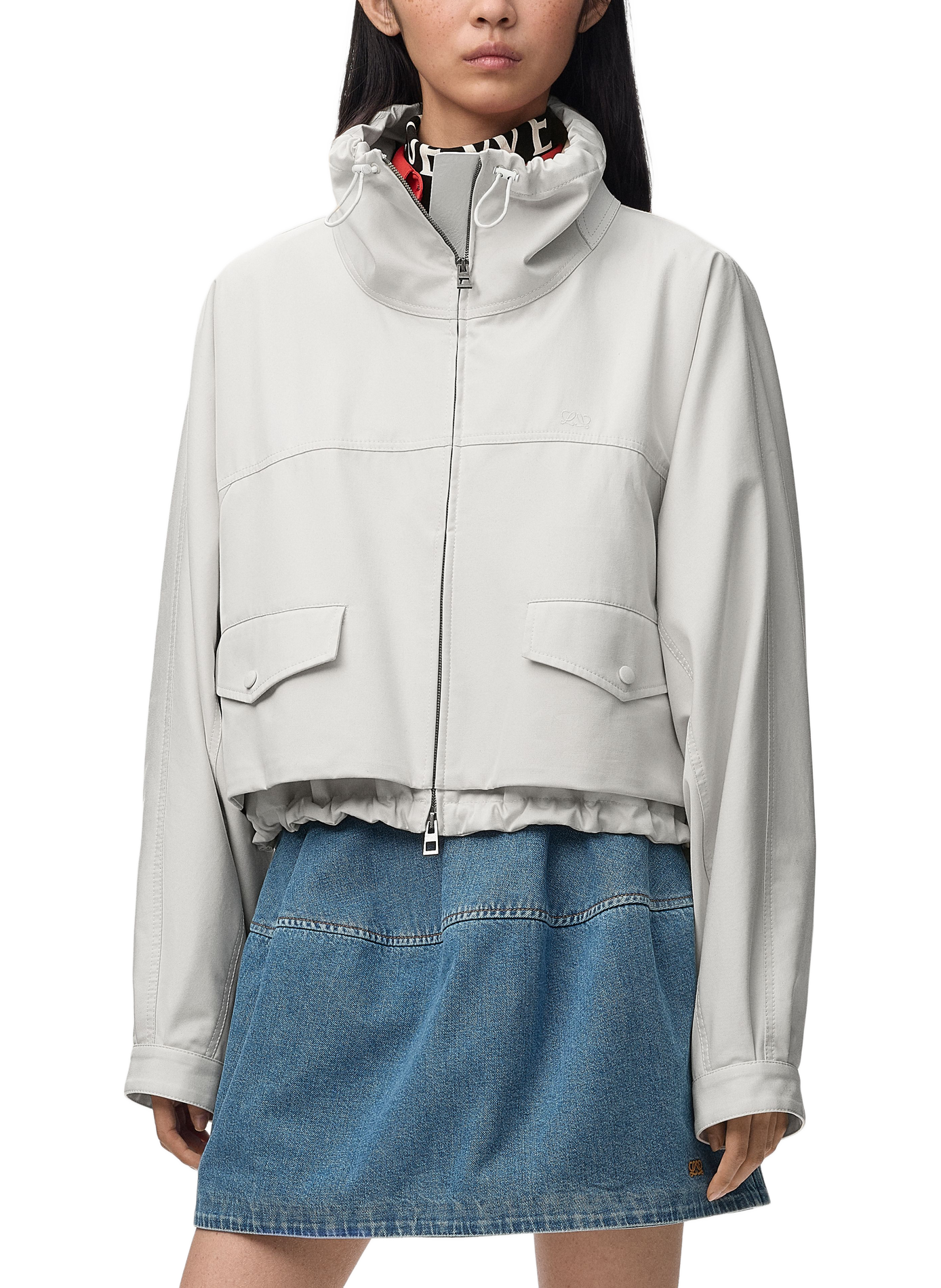 Giacca con cappuccio in cotone e seta LOEWE Beige