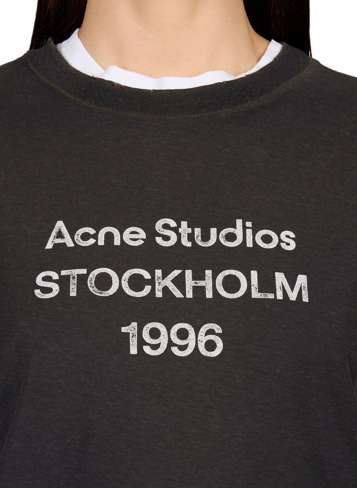 T-Shirt mit Logo aus Baumwollmischung ACNE STUDIOS Schwarz