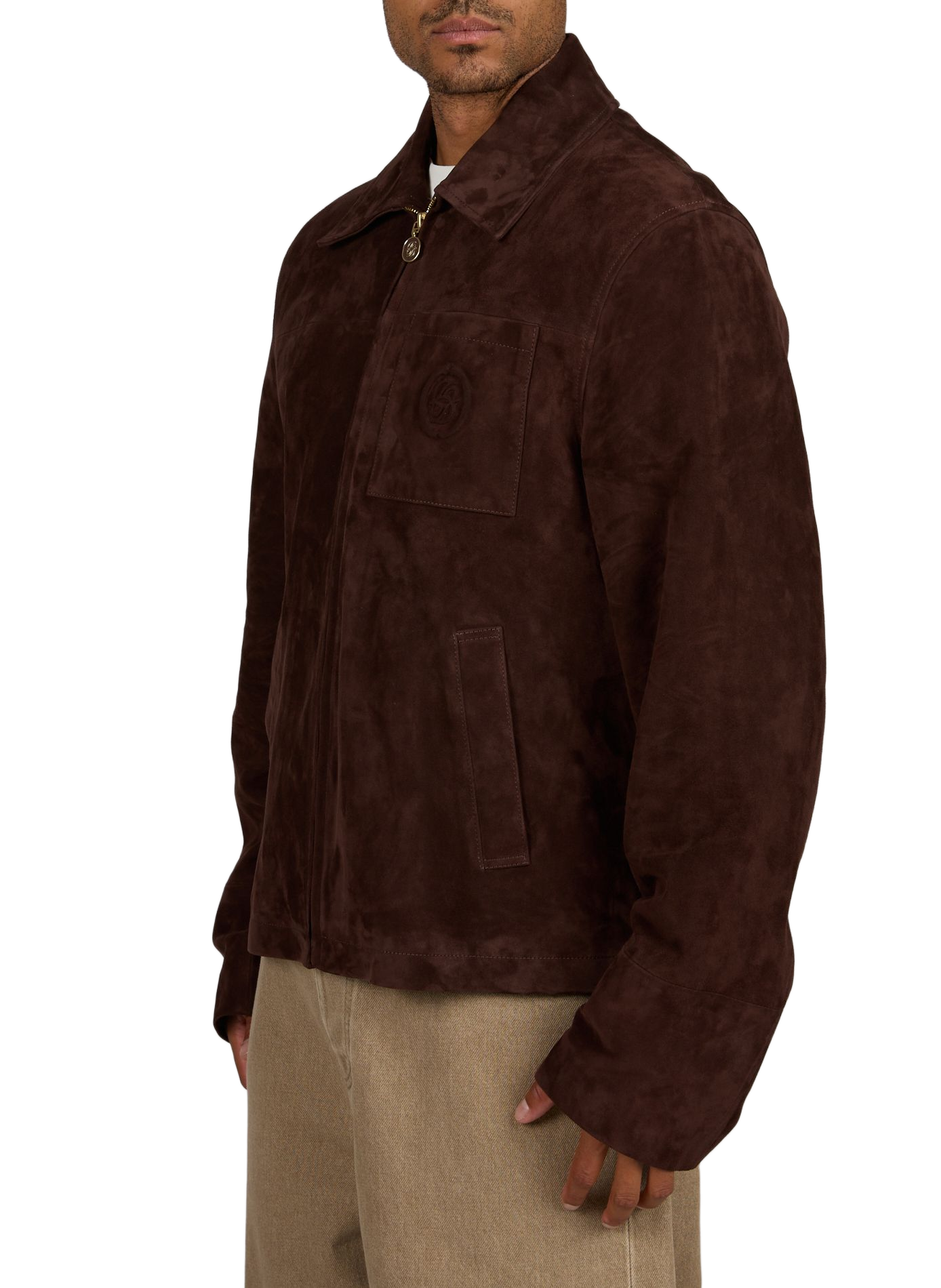 Veste logo en daim DROLE DE MONSIEUR Marron