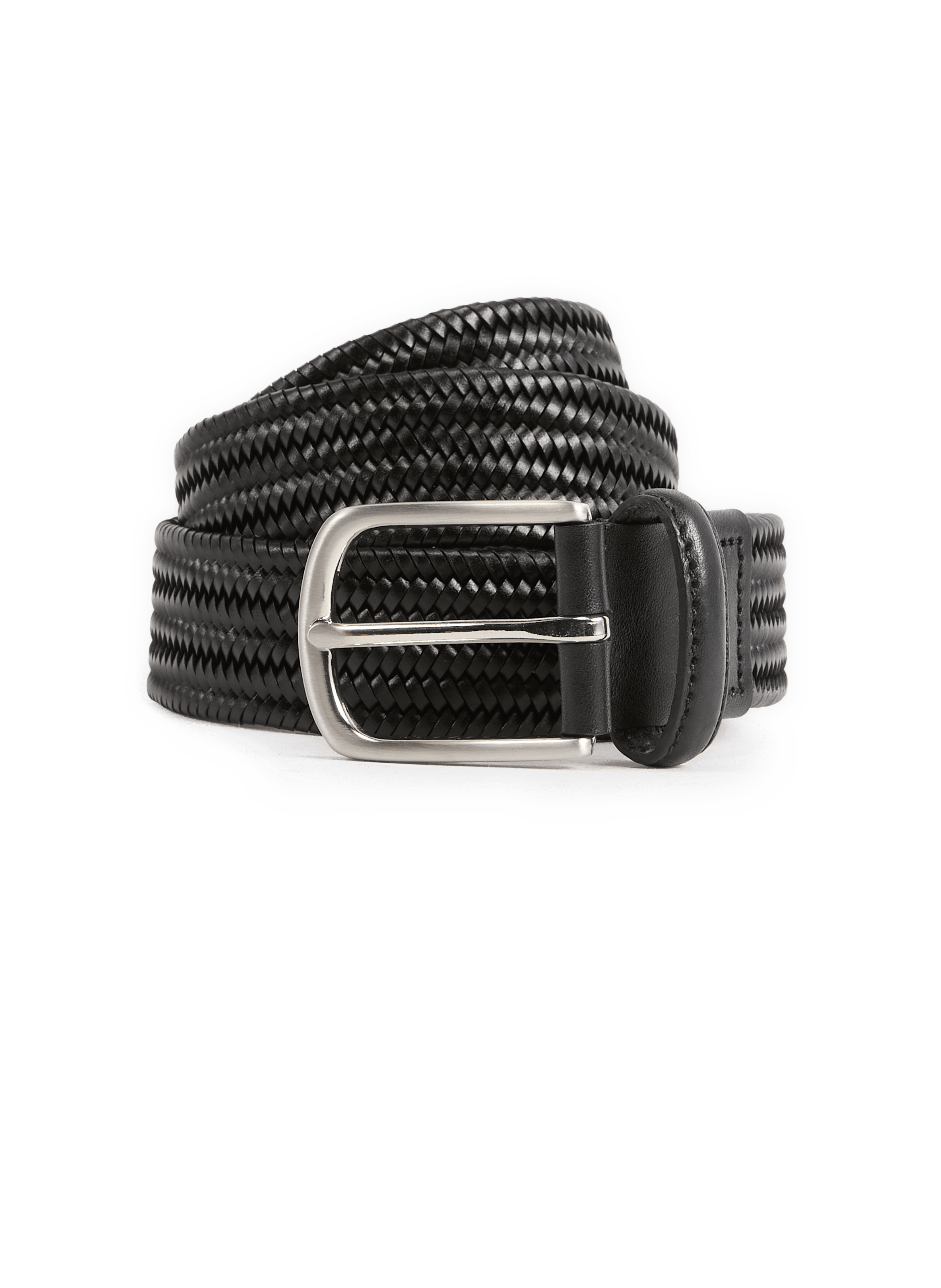 Calfskin leather braided belt SAISON 1865 Black
