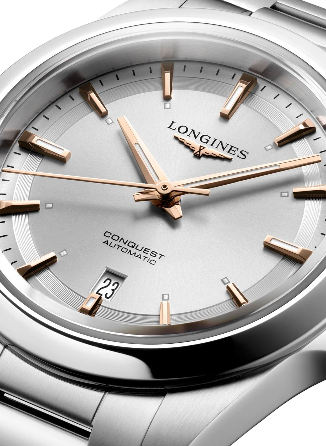 Montre automatique Conquest 2023 en acier inoxydable LONGINES Blanc