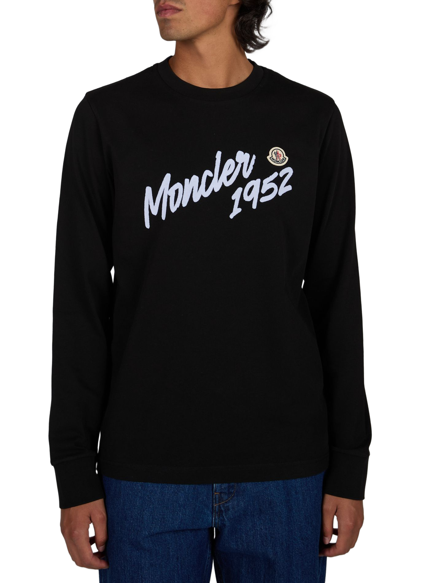 T-Shirt mit Rundhalsausschnitt und Stickereien MONCLER Schwarz