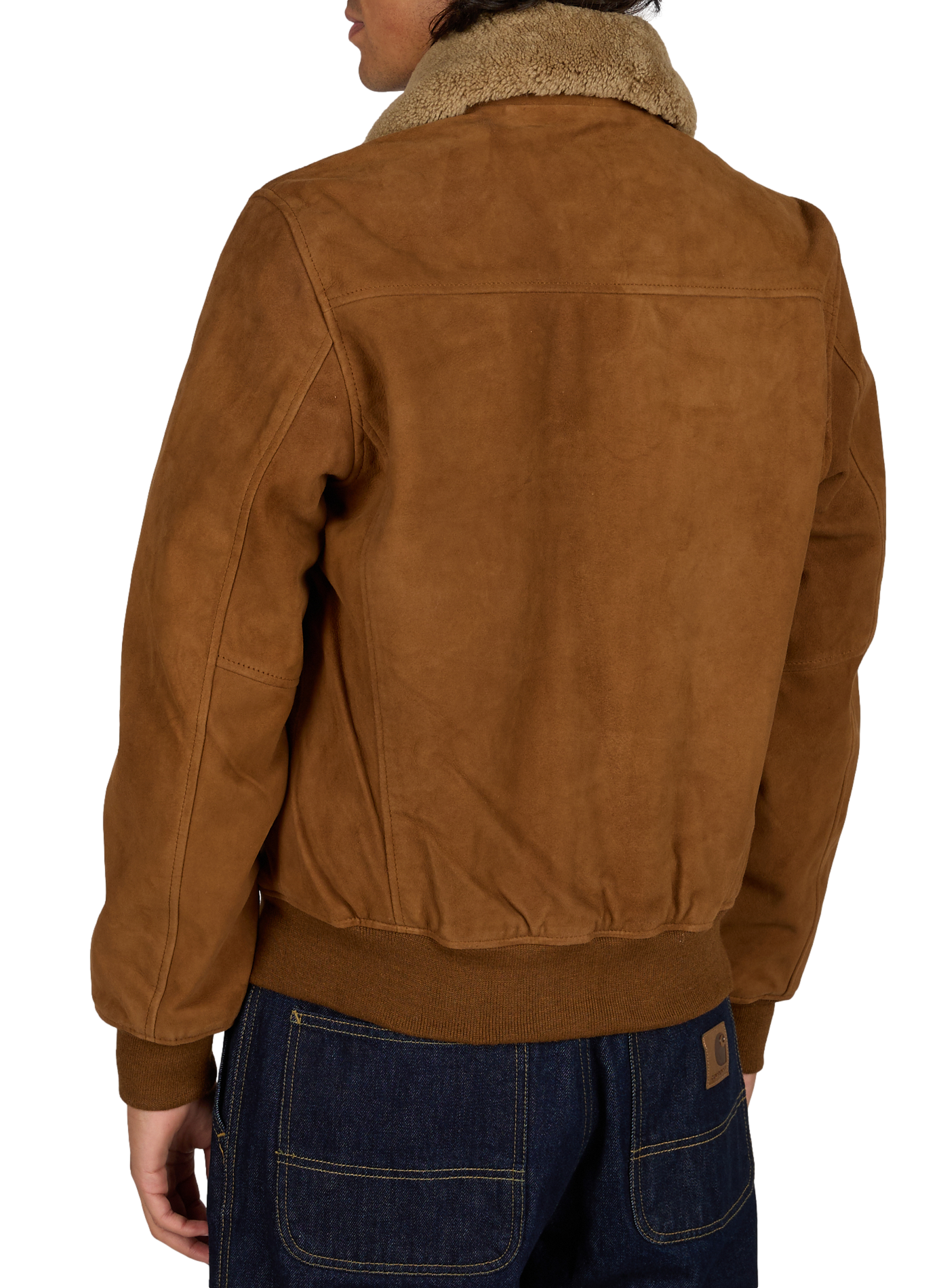 Blouson droit en cuir suédé SCHOTT Marron