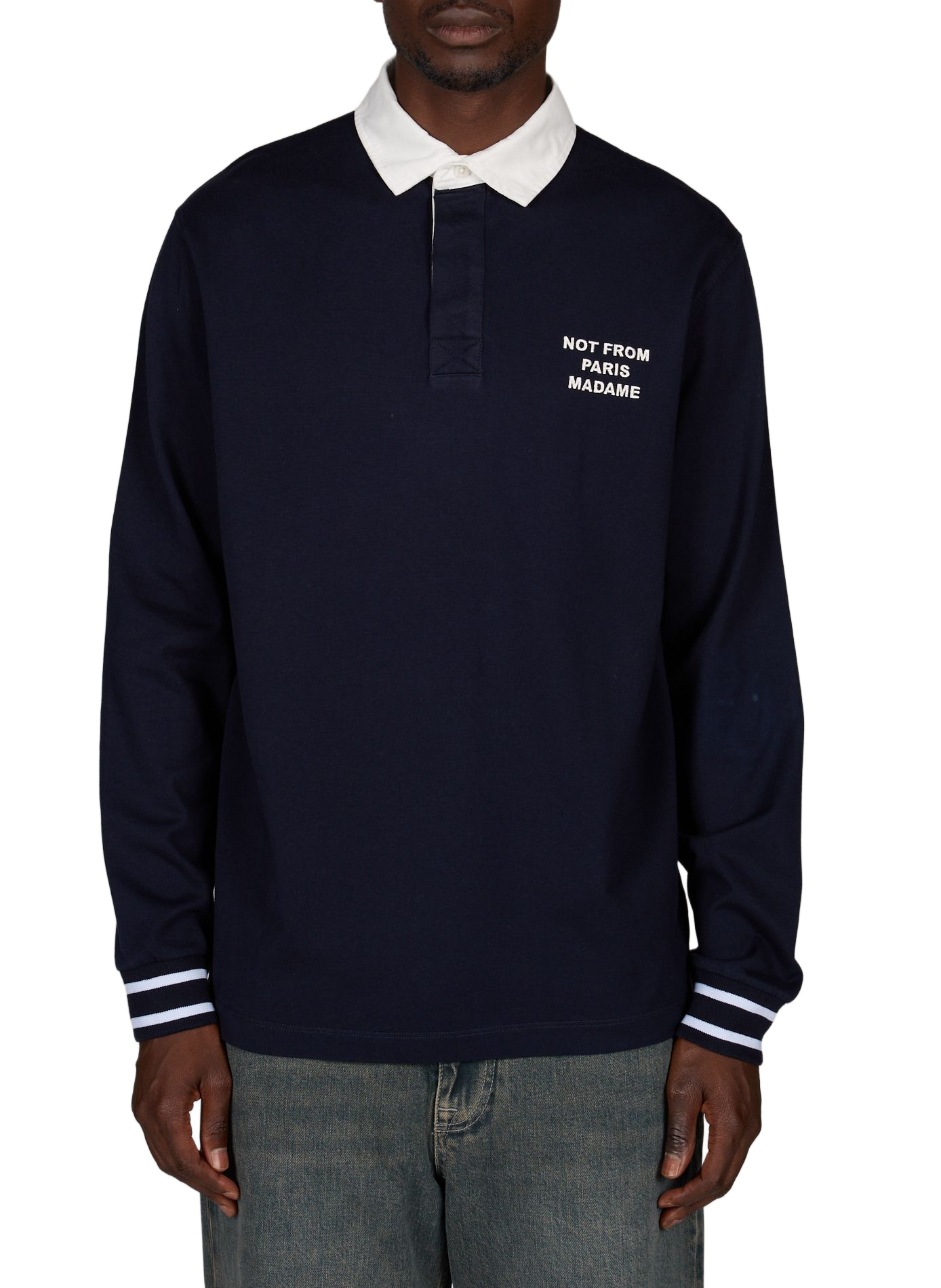 Gerader Polo mit gesticktem Logo aus Baumwolle. DROLE DE MONSIEUR Blau