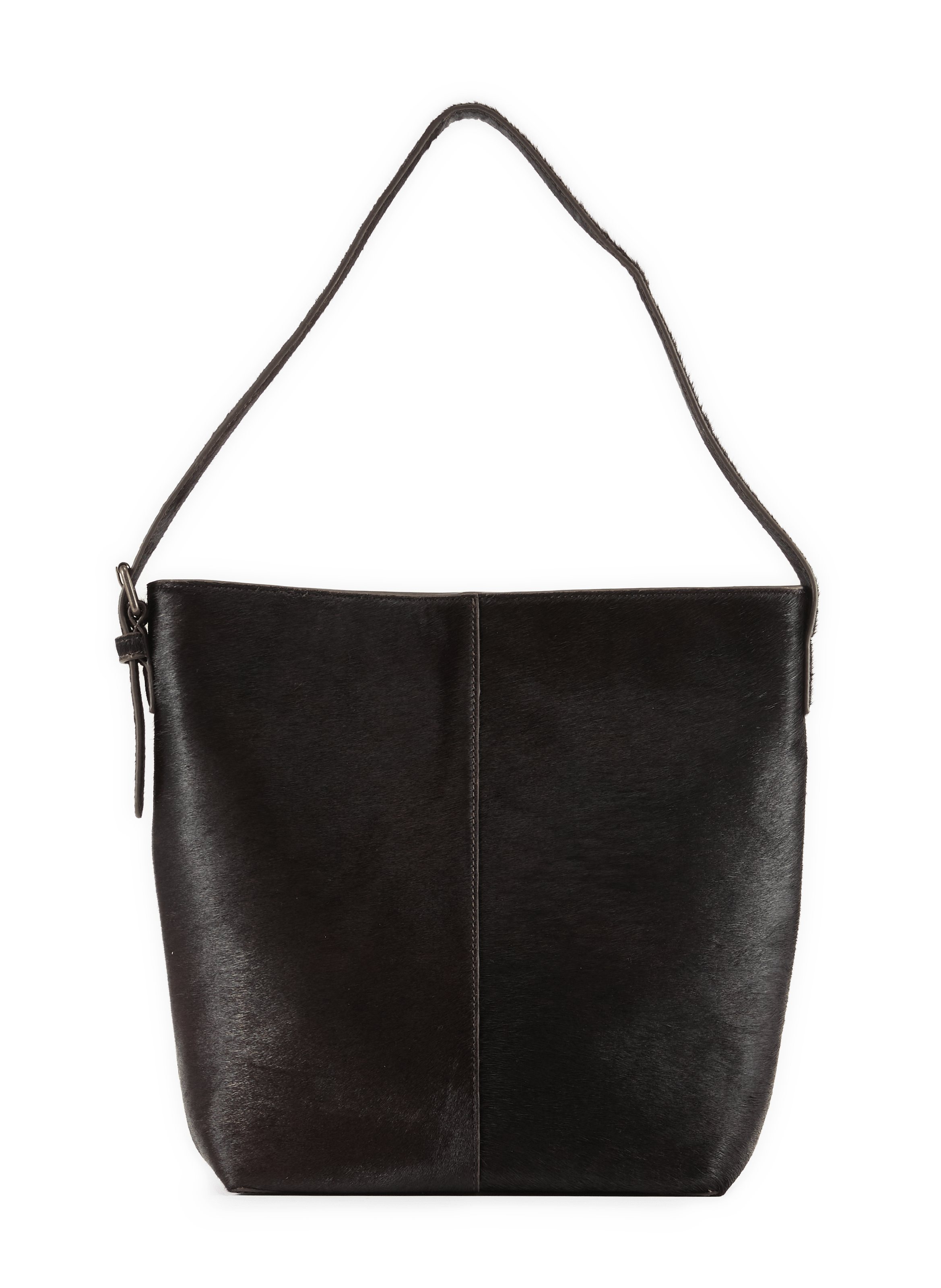 Adjustable leather bucket bag with shoulder strap ROUGE EDIT Brown