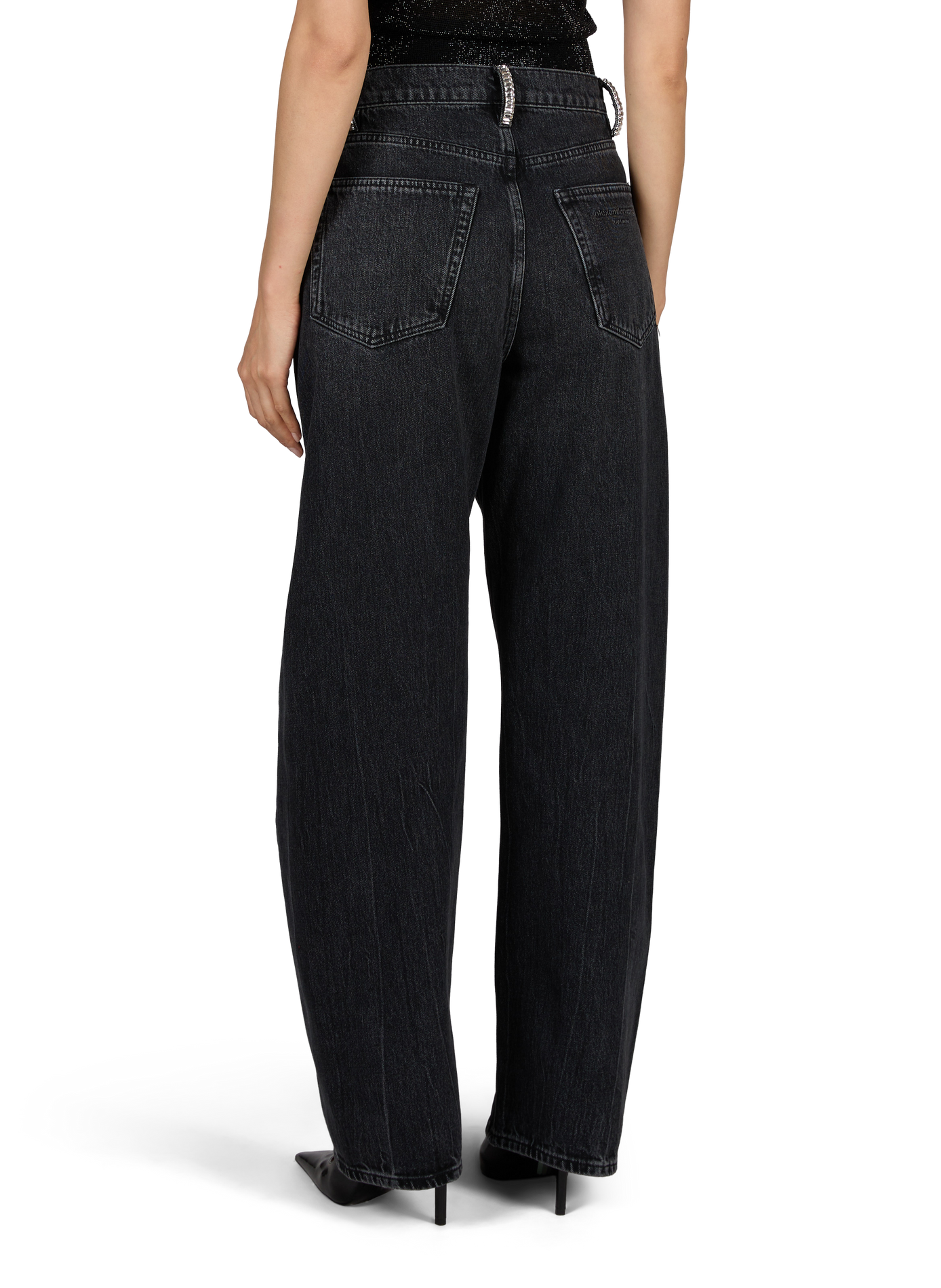Wijde jeans met knopen en strasssteentjes ALEXANDER WANG Grijs