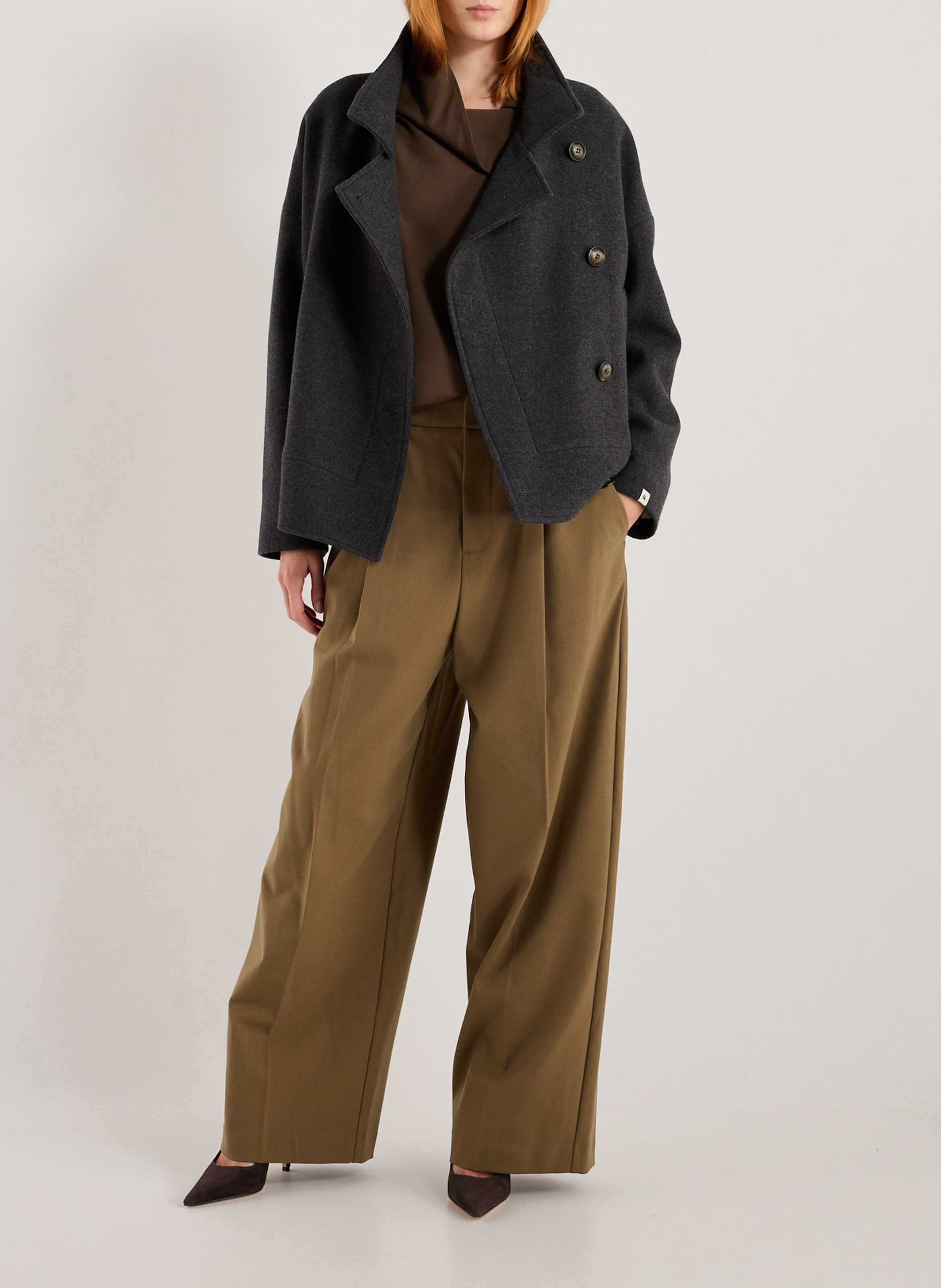 Manteau ample en laine mélangée TRENCH & COAT Gris