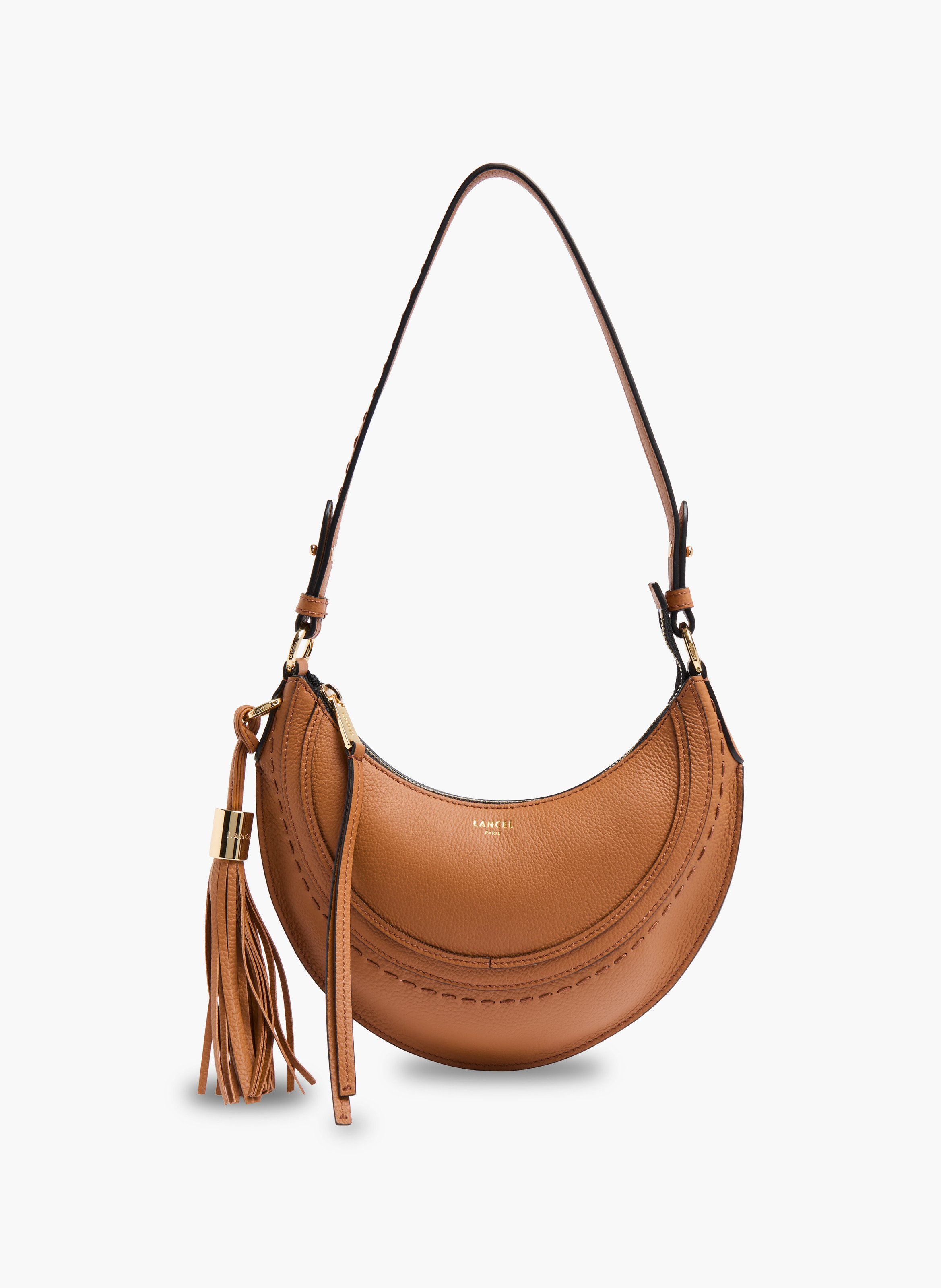 Sac hobohme zip - cuir grainé de vachette lancel, modèle compact à fermeture à glissière et torsade premier flirt. LANCEL Marron
