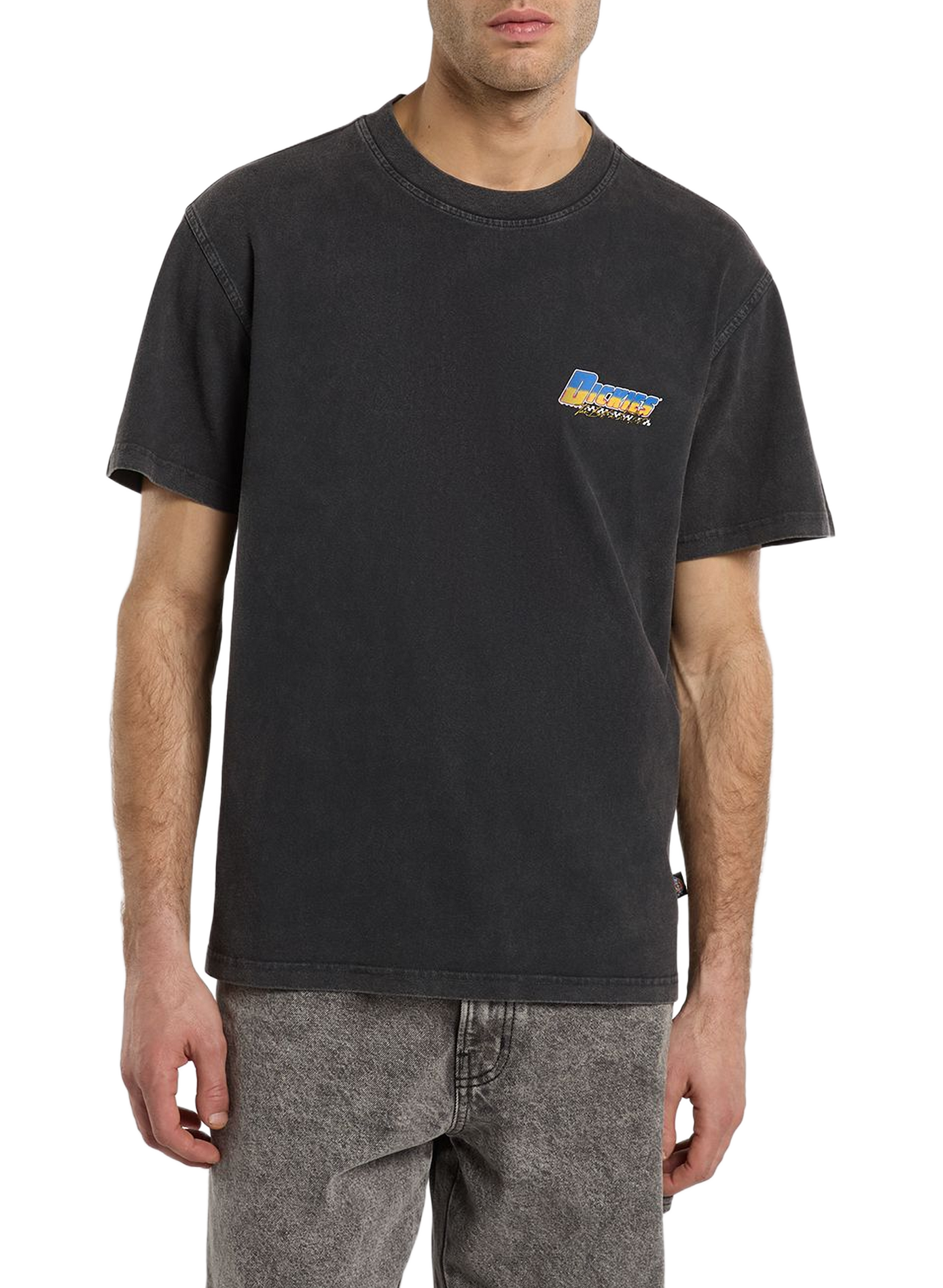 Straight printed cotton t-shirt DICKIES Black