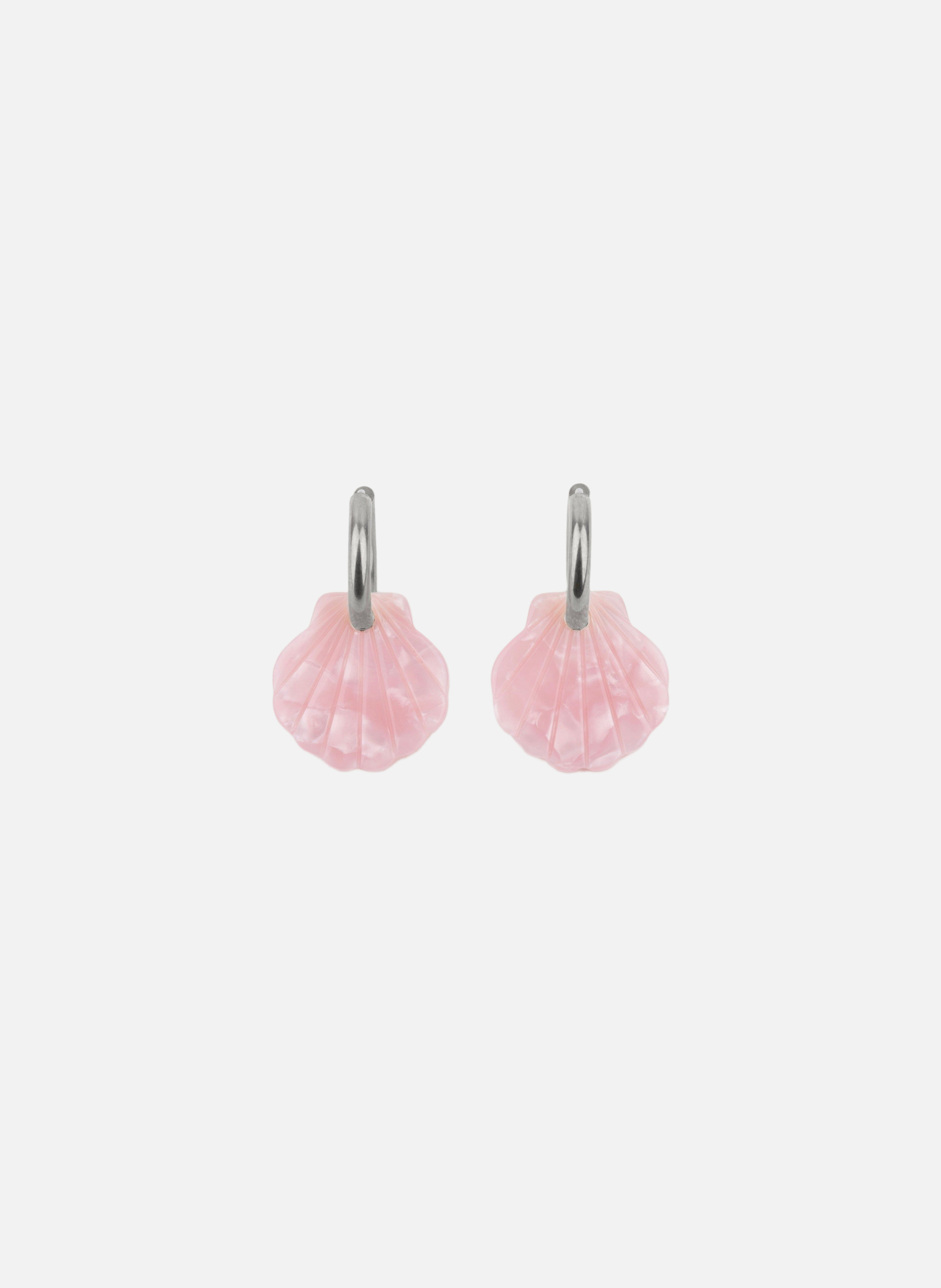 Boucles d'oreilles baby mermaid avec anneaux en acier inoxydable argenté  Rose