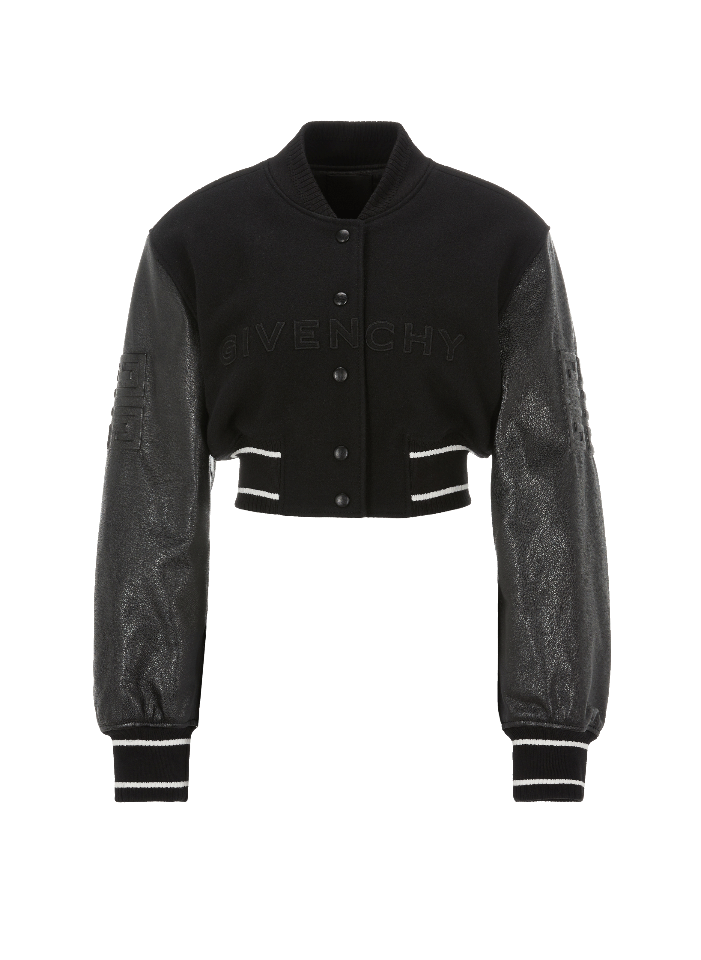 Bomber court 4G en laine et cuir