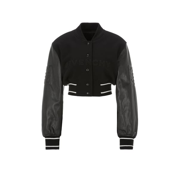 Bomber court 4G en laine et cuir