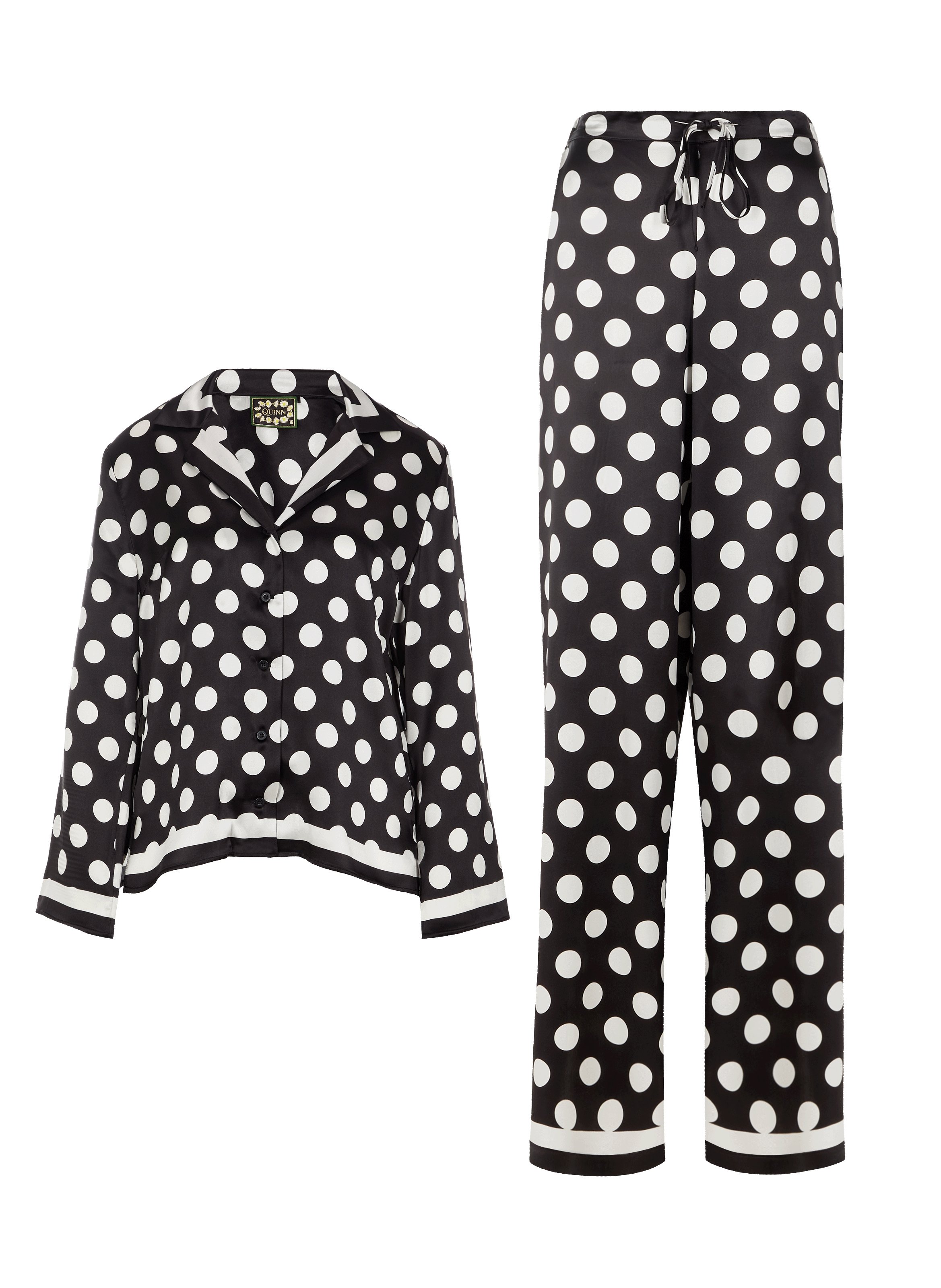 Ensemble style pyjama à pois en soie