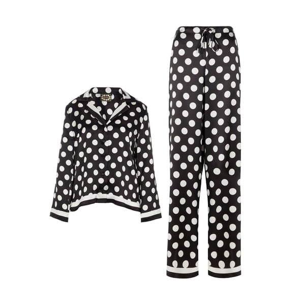 Ensemble style pyjama à pois en soie
