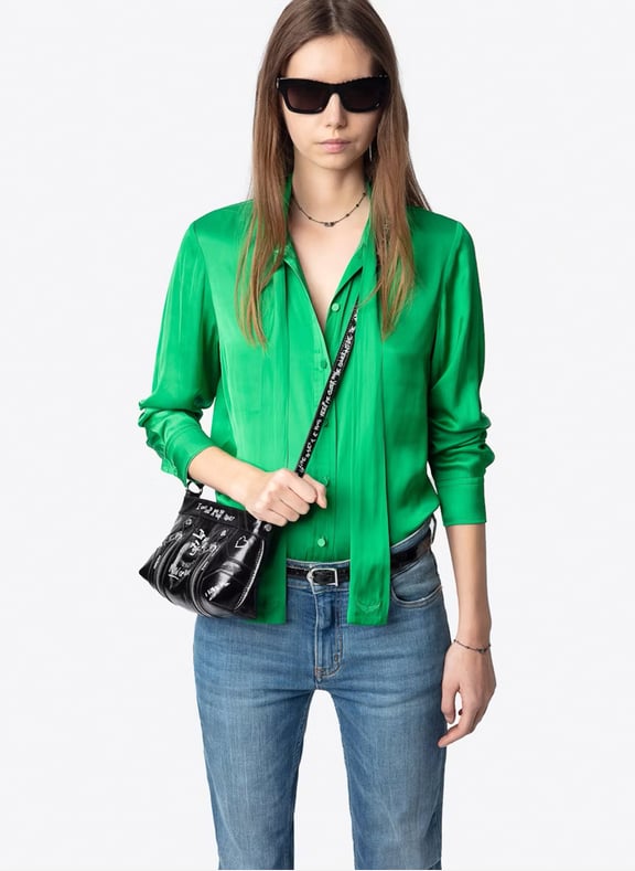 Chemise col lavallière satinée tulba Vert by ZADIG&VOLTAIRE ZADIG&VOLTAIRE Chemise col lavallière satinée tulba Vert