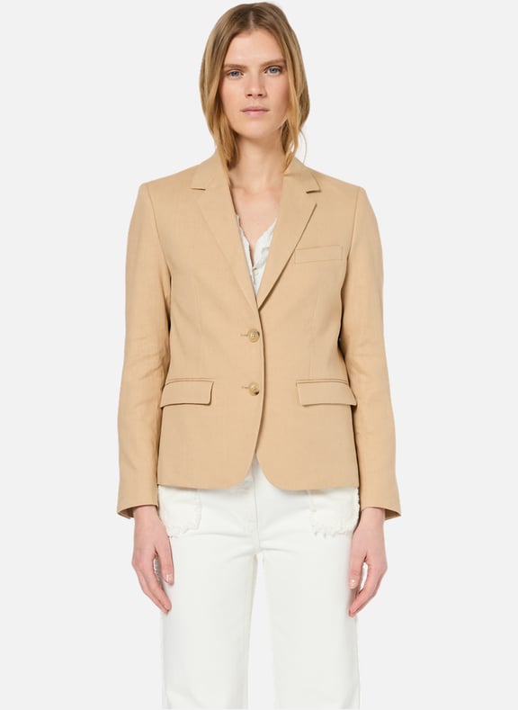 Veste de tailleur en lin et coton - raphie Beige by GERARD DAREL GERARD DAREL Veste de tailleur en lin et coton - raphie Beige
