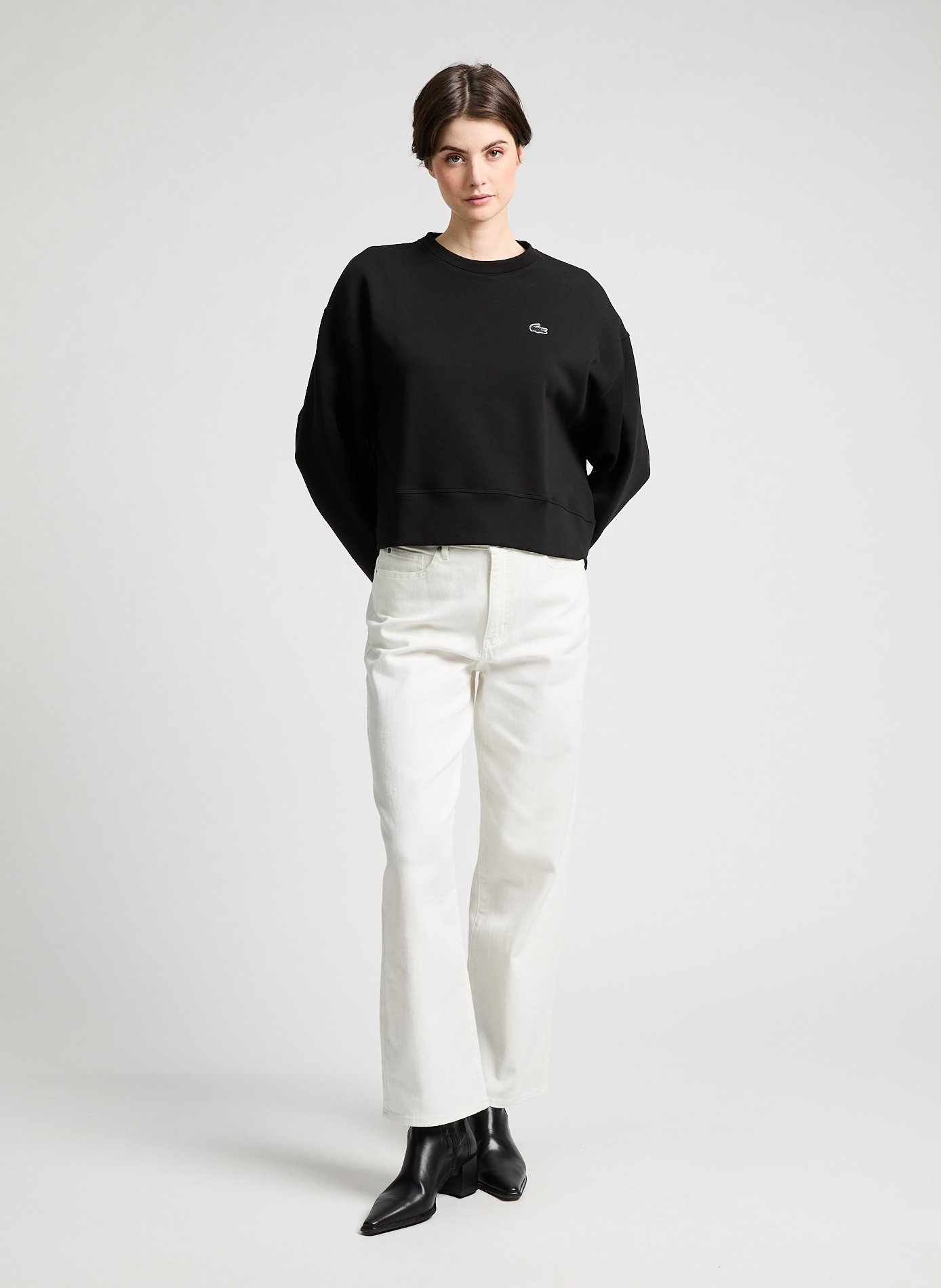 Sweatshirt en coton mélangé LACOSTE Noir