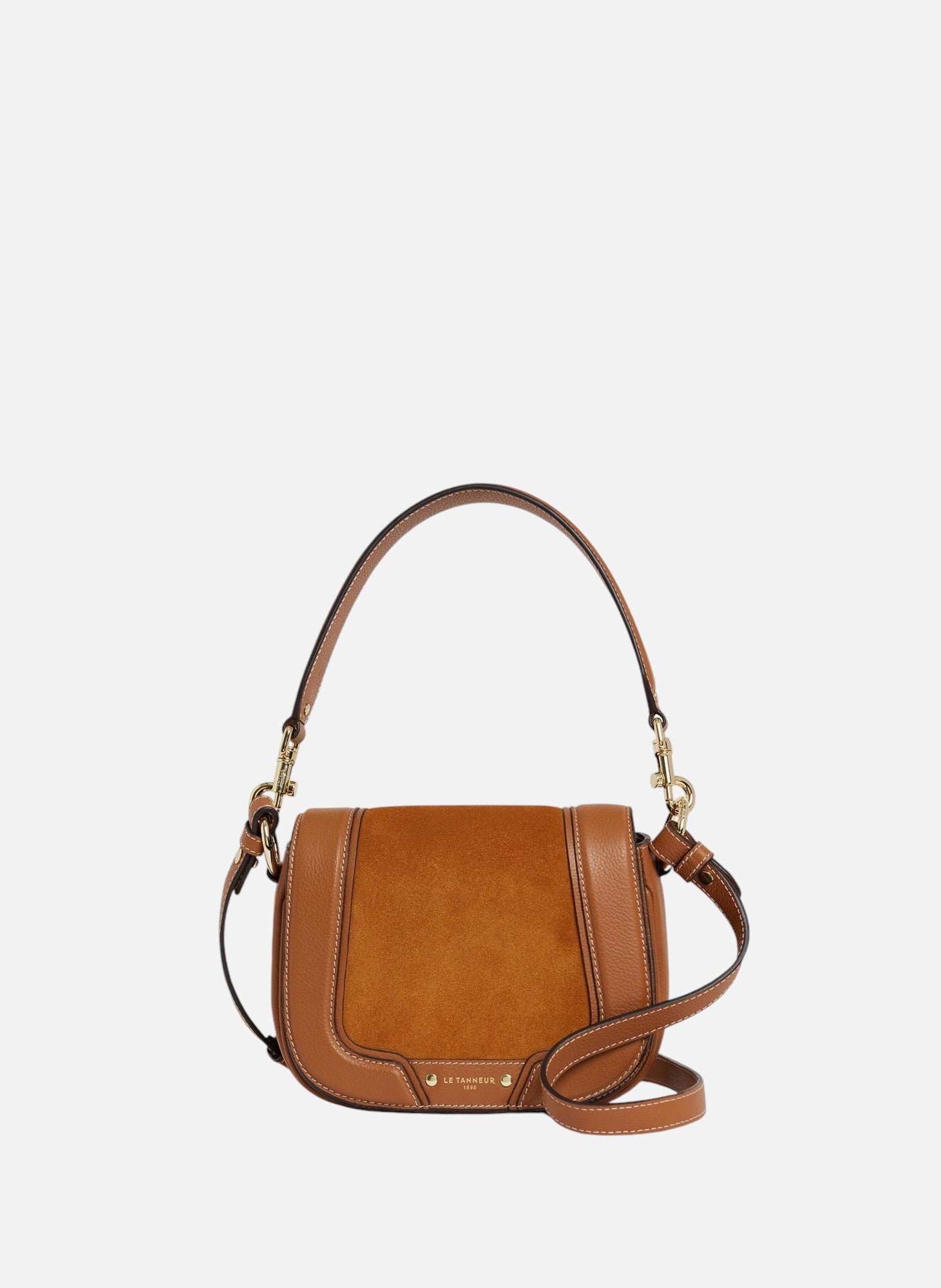 Petit sac bandoulière ella en cuir grainé et nubuck LE TANNEUR Marron