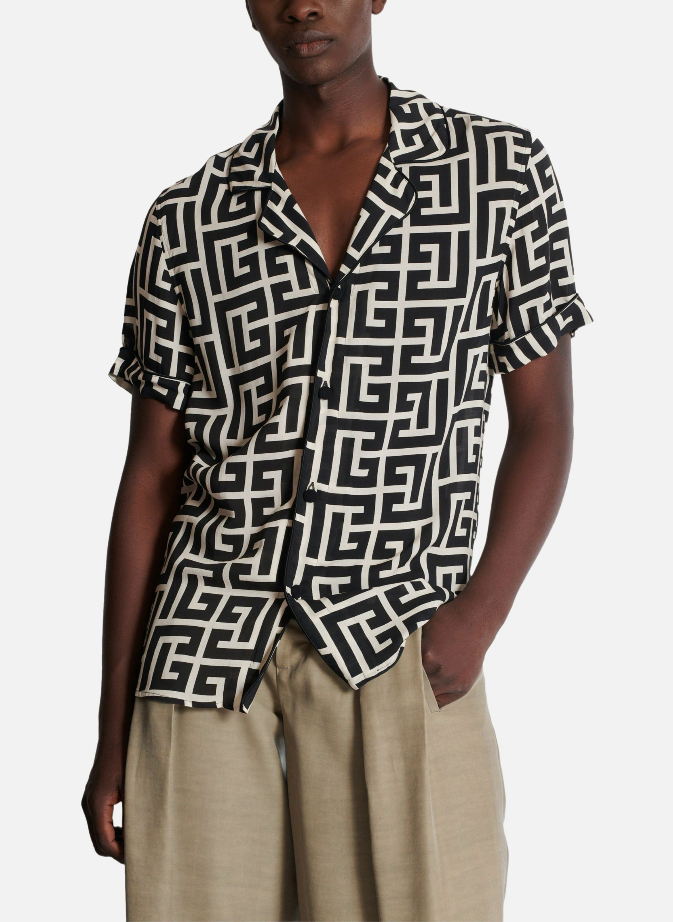 Chemisette imprimé monogramme BALMAIN Noir