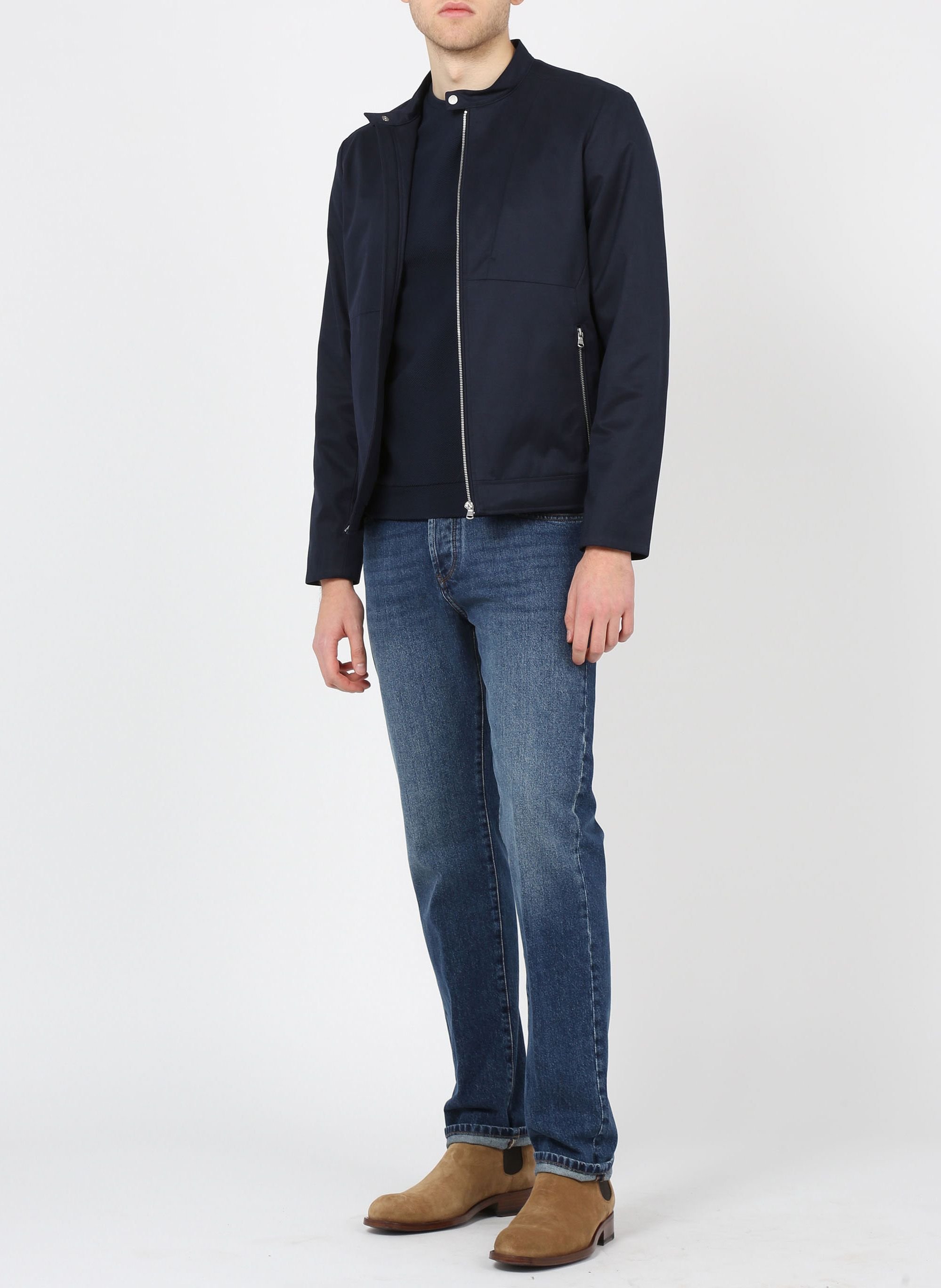 Blouson col rond en coton mélangé IKKS Bleu