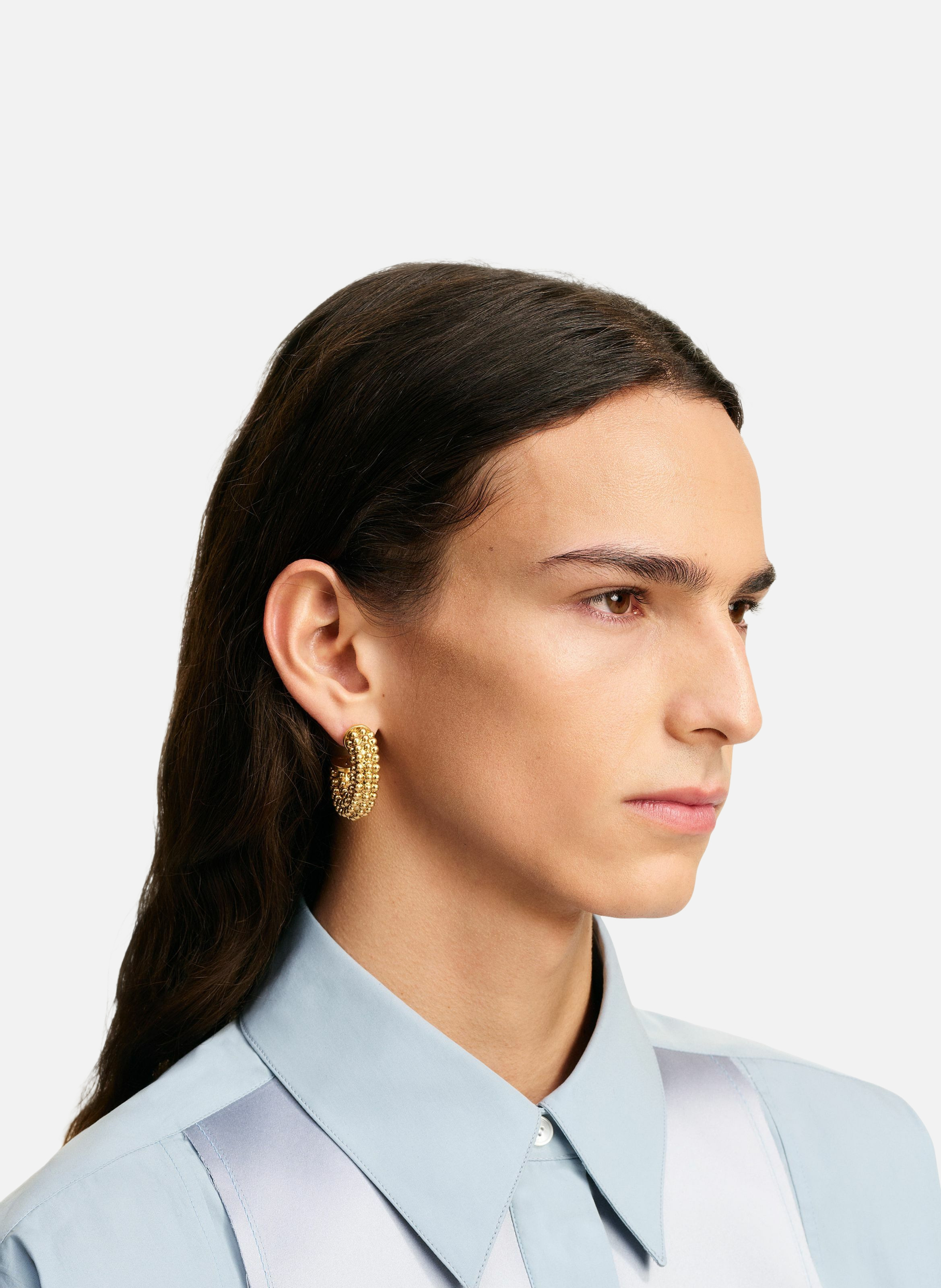 Boucles d'oreilles perlées en laiton unisexe AMI PARIS Doré