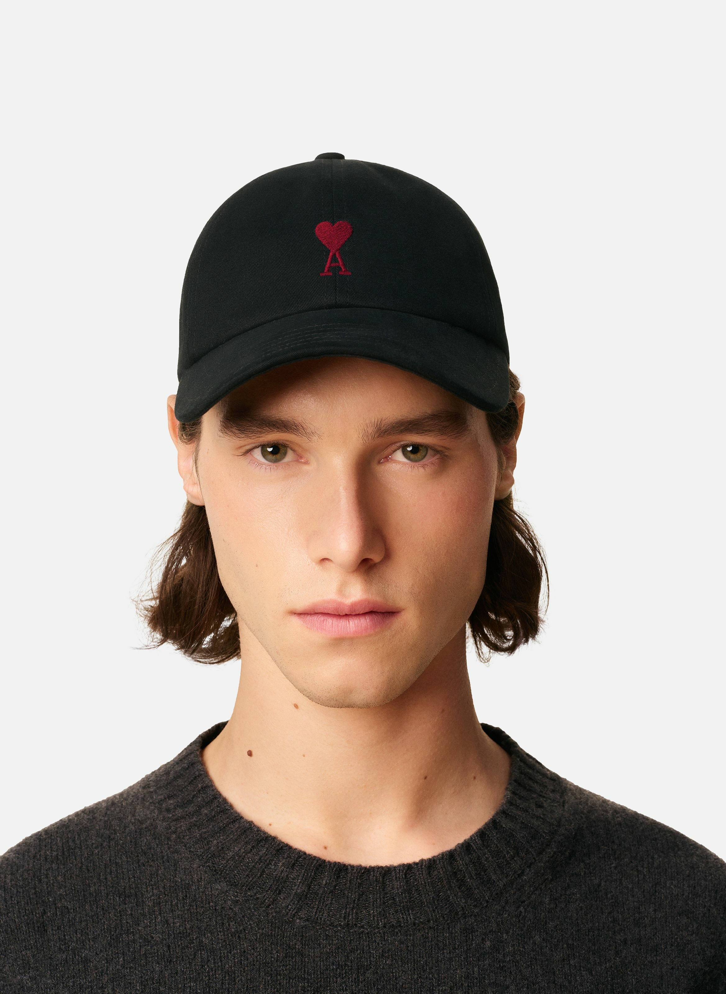 Casquette broderie ami de coeur rouge unisexe AMI PARIS Noir