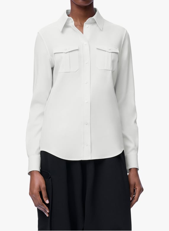 Straight-cut cotton shirt with classic collar | White by LOEWE Straight-cut cotton shirt with classic collar White