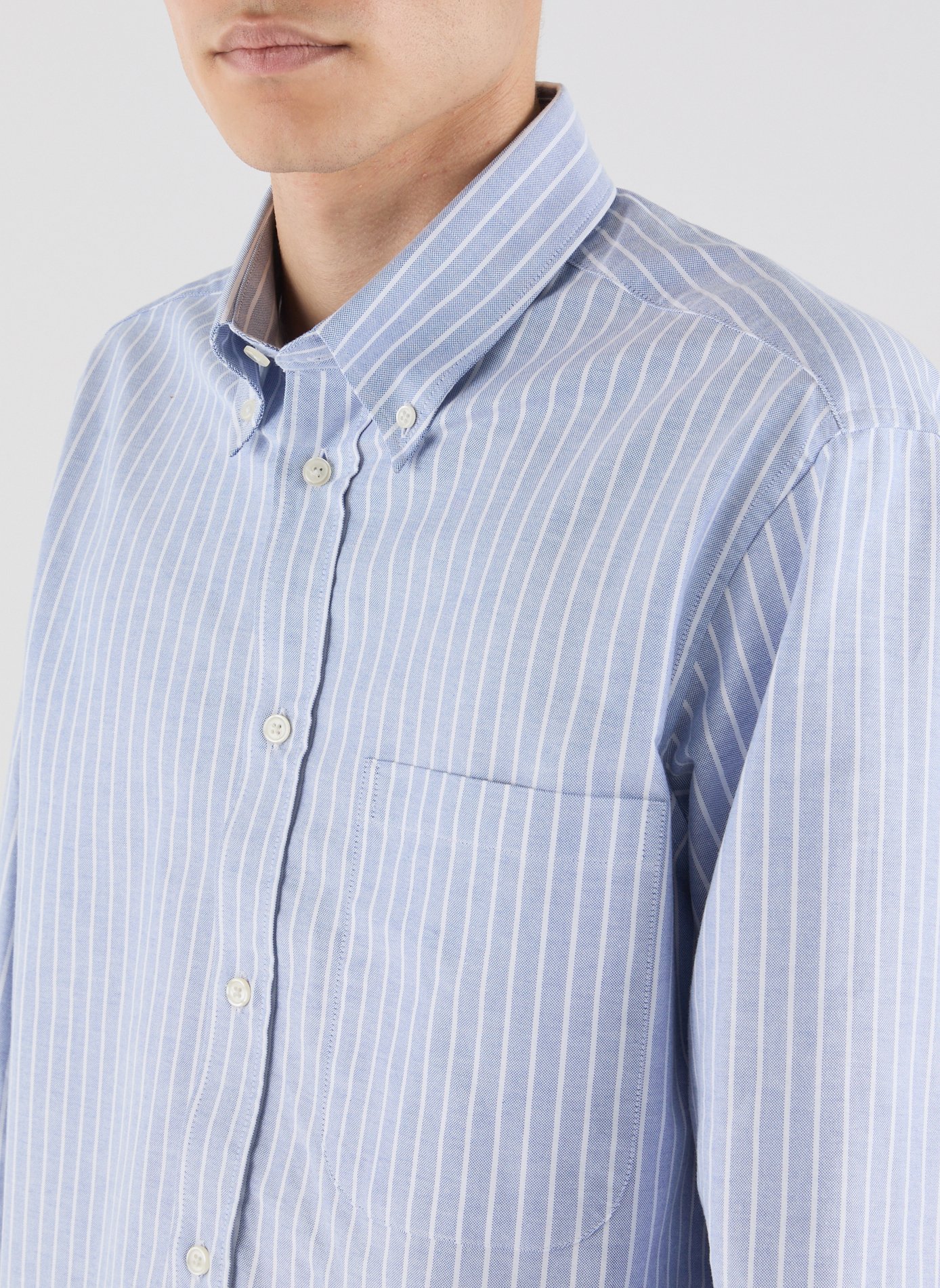 Chemise Gray col américain rayée en coton SAISON 1865 Bleu