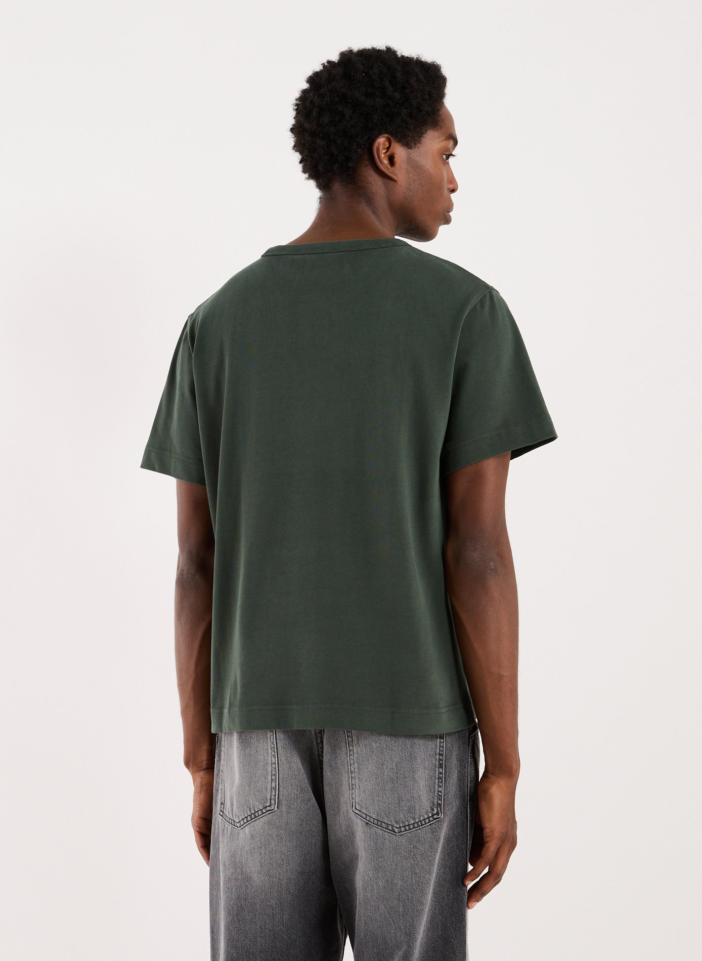 T-shirt col rond en coton organique SELECTED Vert