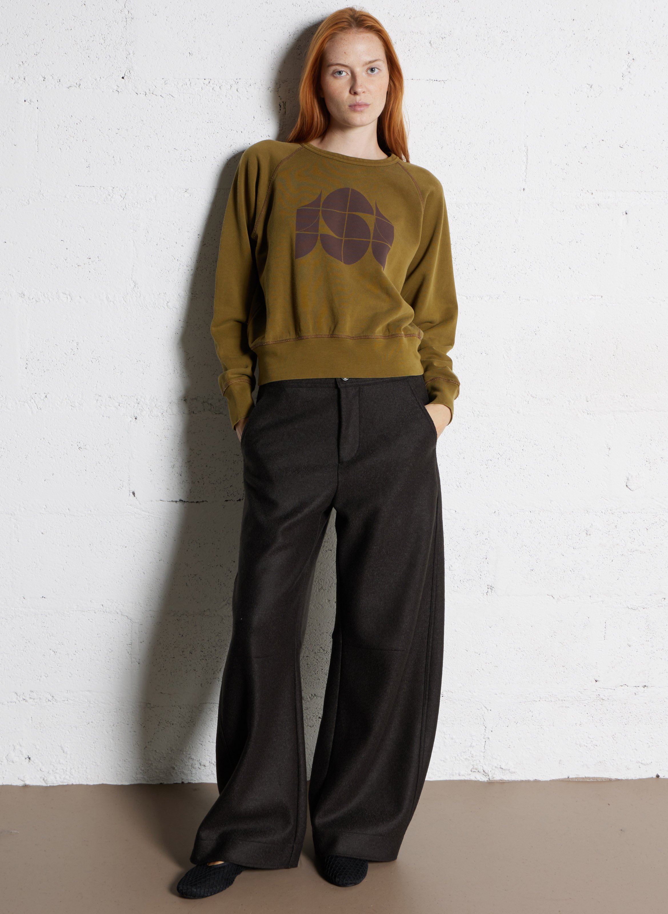 Sweat droit imprimé en coton apollo SOEUR Marron