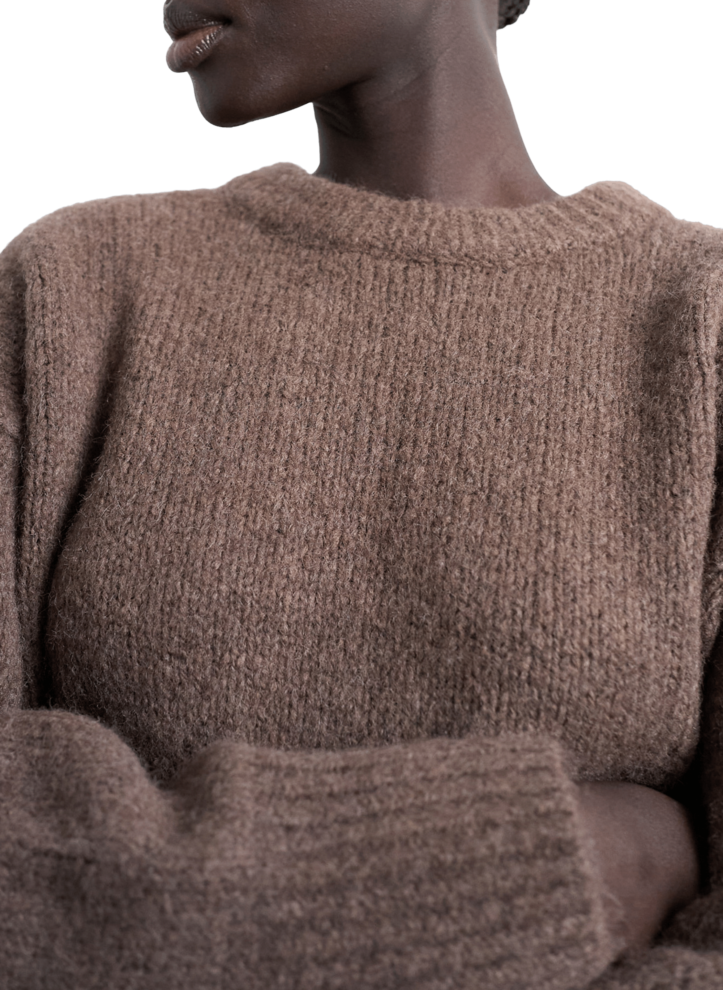 Pull col rond en maille TOPSHOP Marron