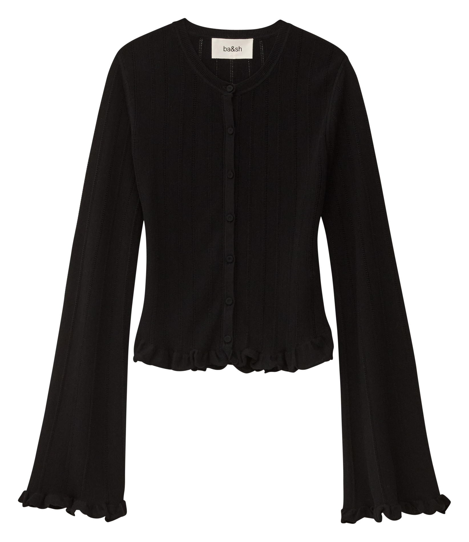 Cardigan droit col rond en coton vitis BA&SH Noir