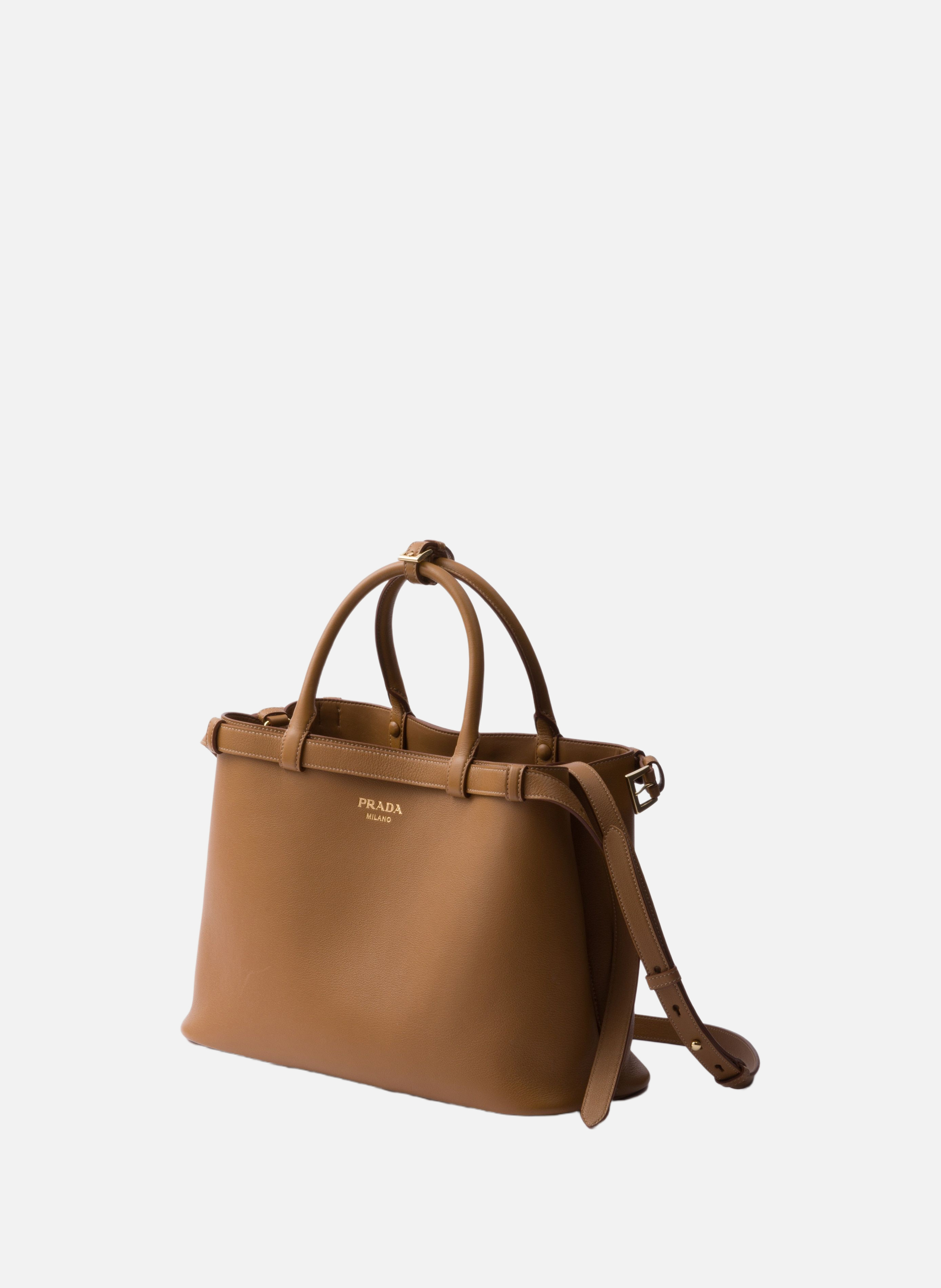 Sac prada buckle en cuir avec double ceinture PRADA Marron