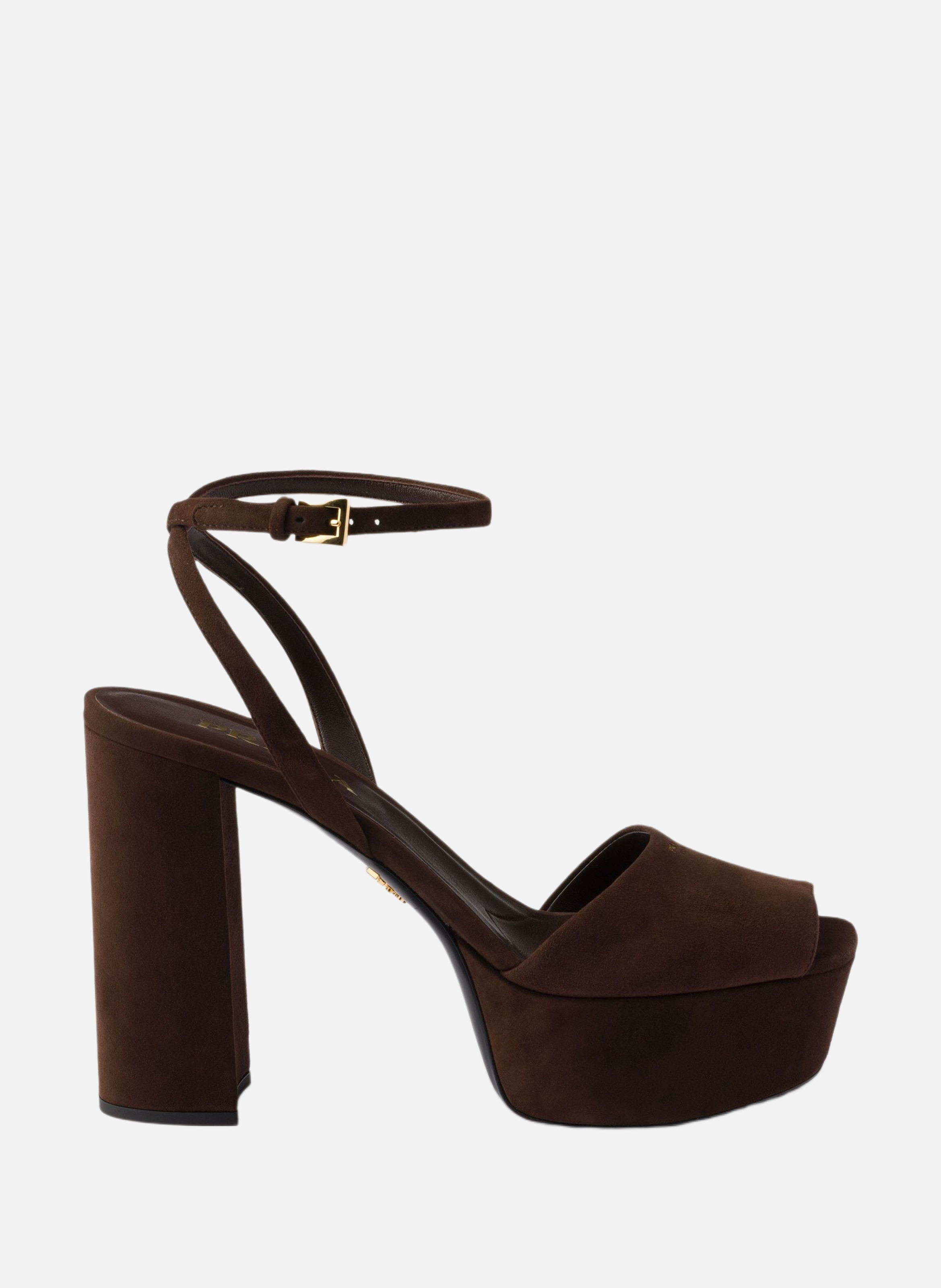 Sandales à plateforme en veau velours PRADA Marron