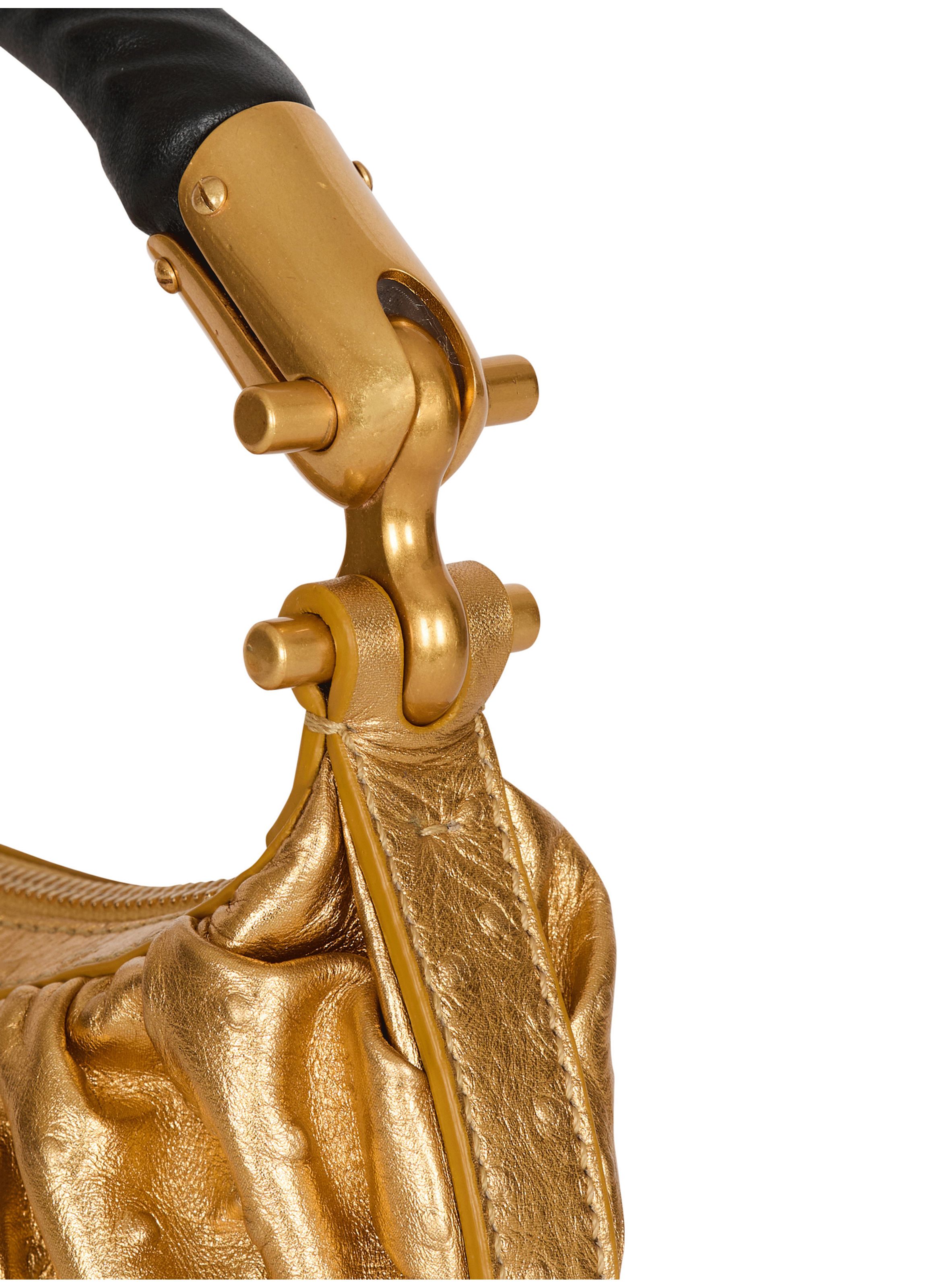 Sac ebene mini en cuir lamé BALMAIN Doré